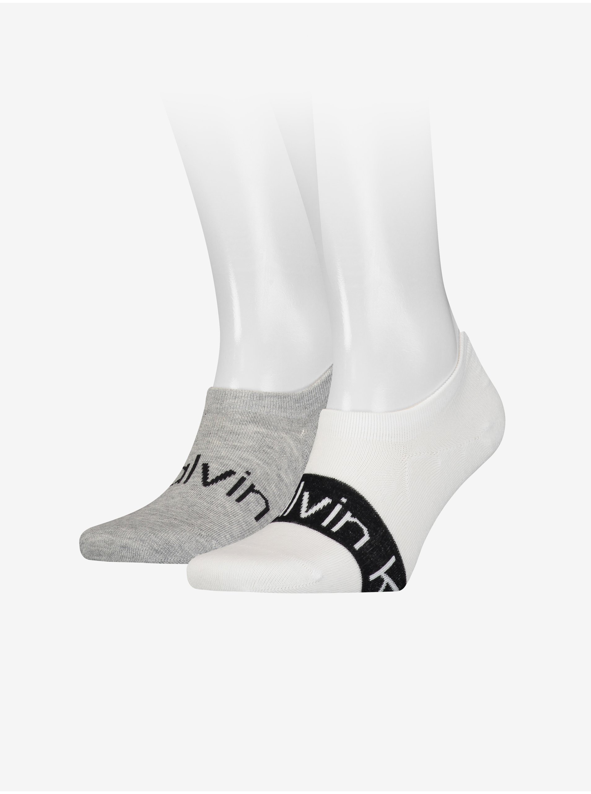 Levně Sada dvou párů pánských ponožek v šedé a bílé barvě Calvin Klein Underwear
