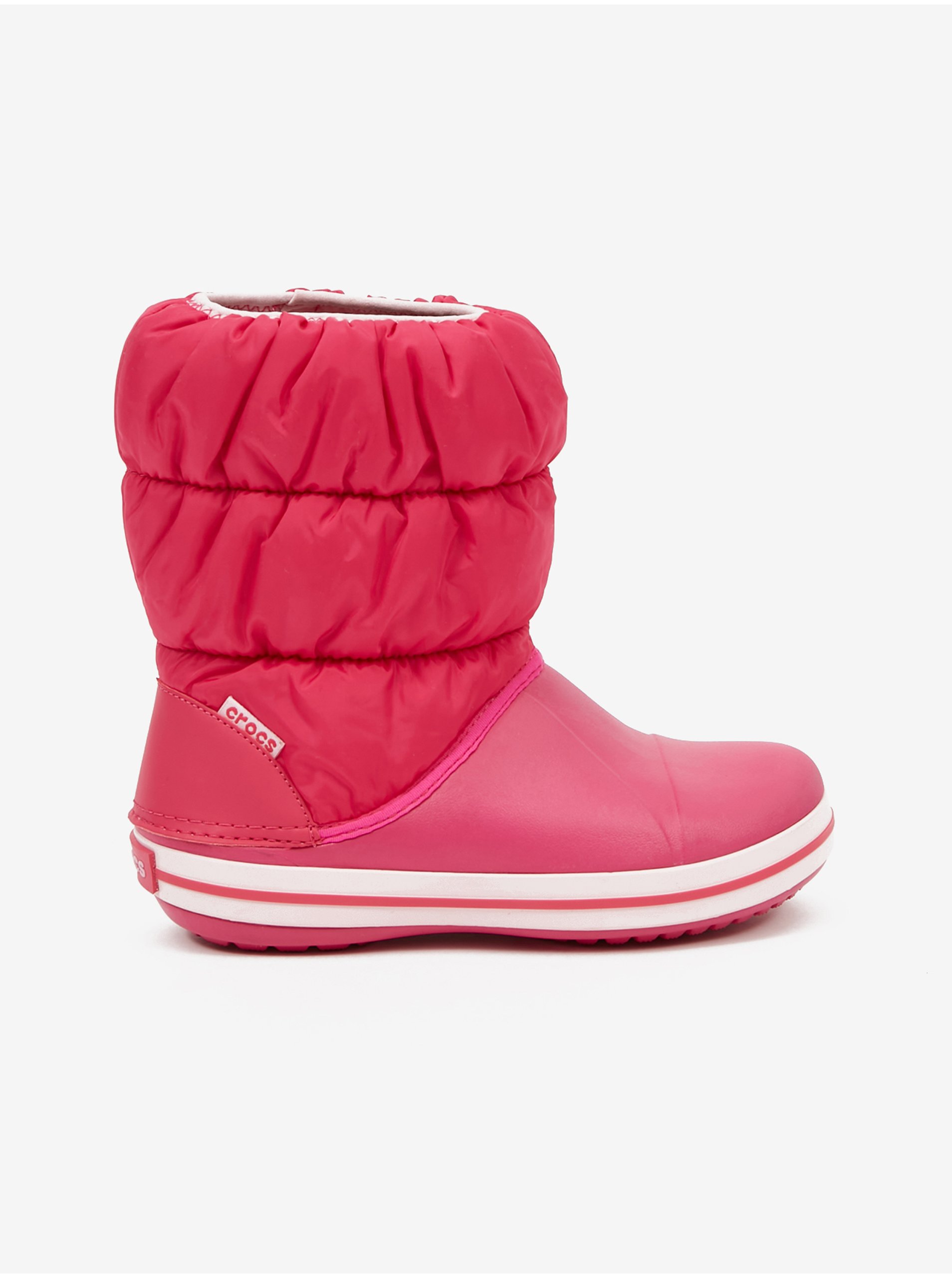 Levně Růžové holčičí sněhule dětské Crocs Winter Puff