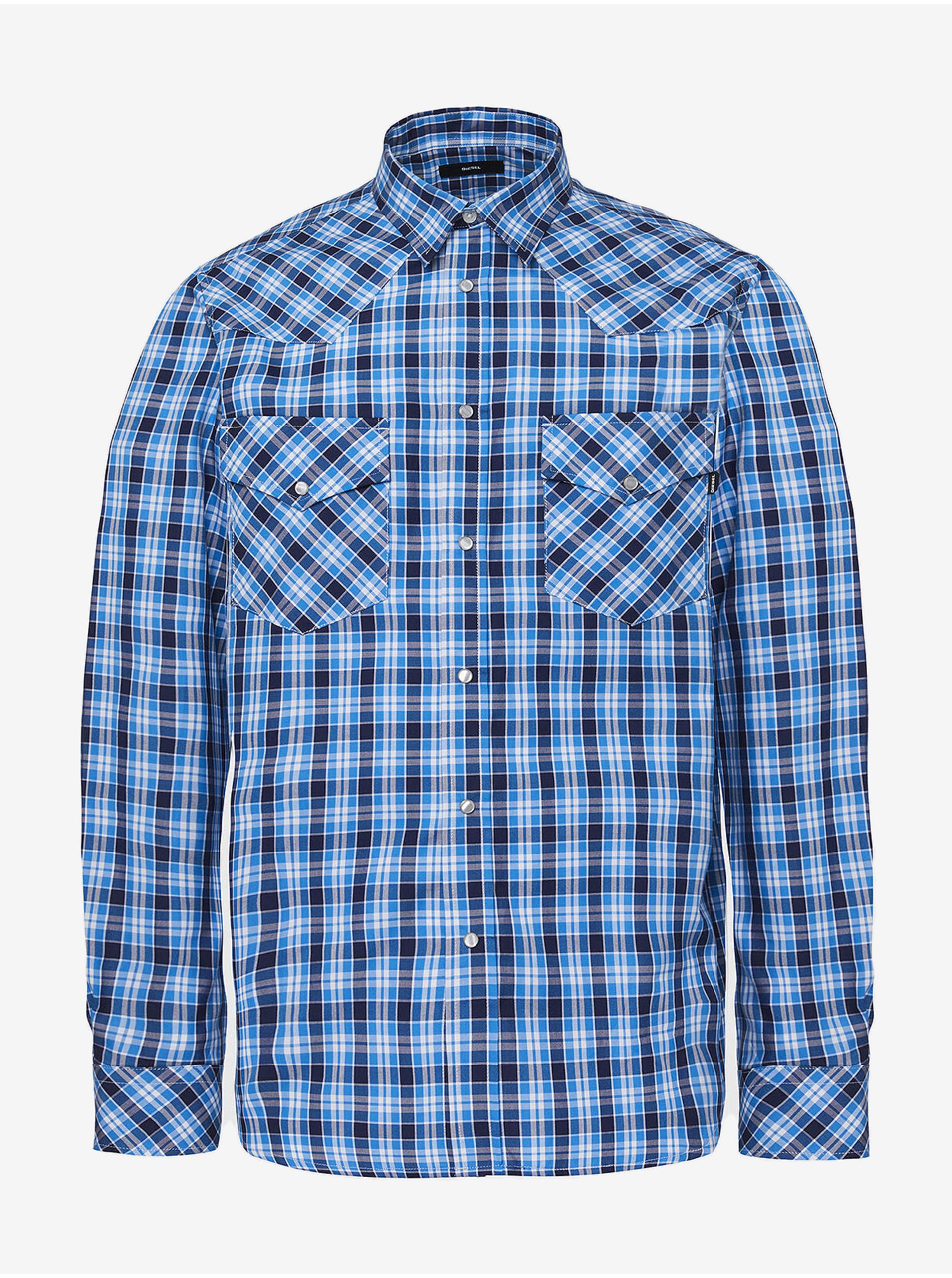E-shop Modrá pánská kostkovaná košile Diesel East