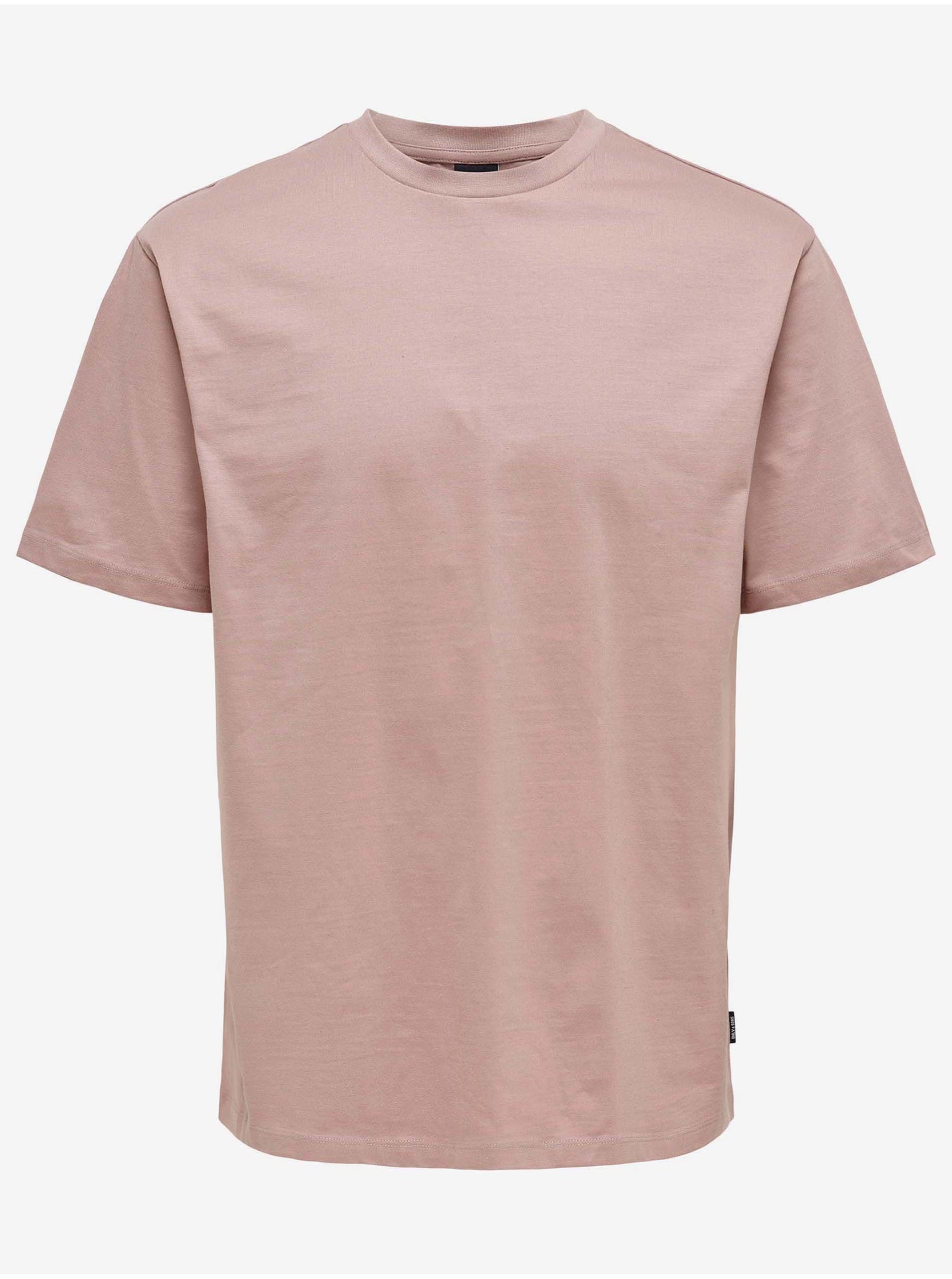 Lacno Basic tričká pre mužov ONLY & SONS - ružová