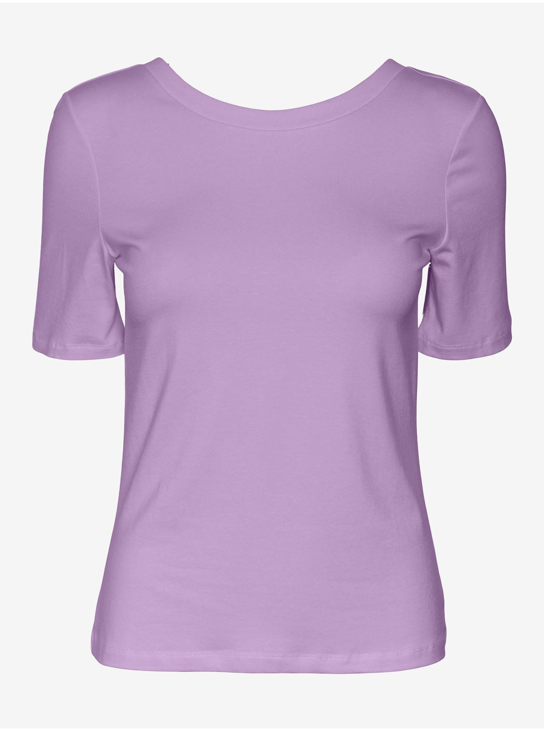 Lacno Basic tričká pre ženy VERO MODA - svetlofialová