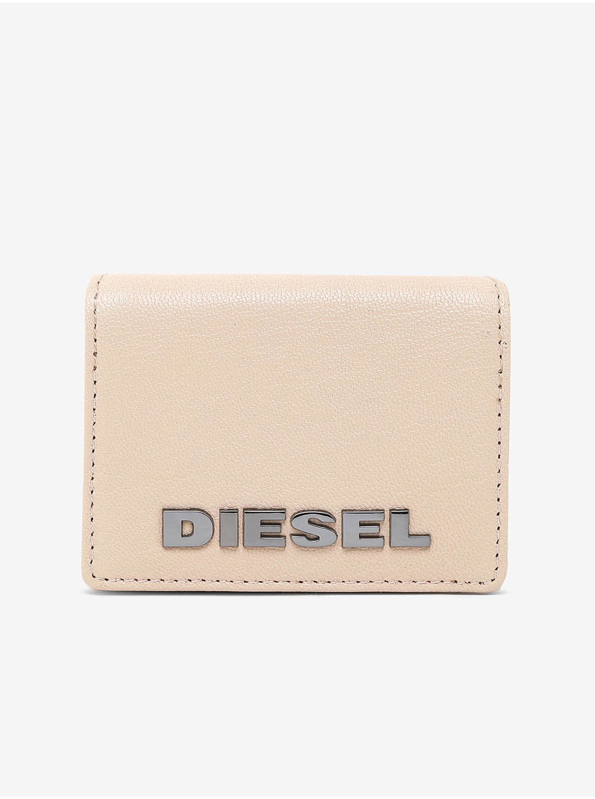 Levně Béžová dámská kožená peněženka Diesel Lorettina