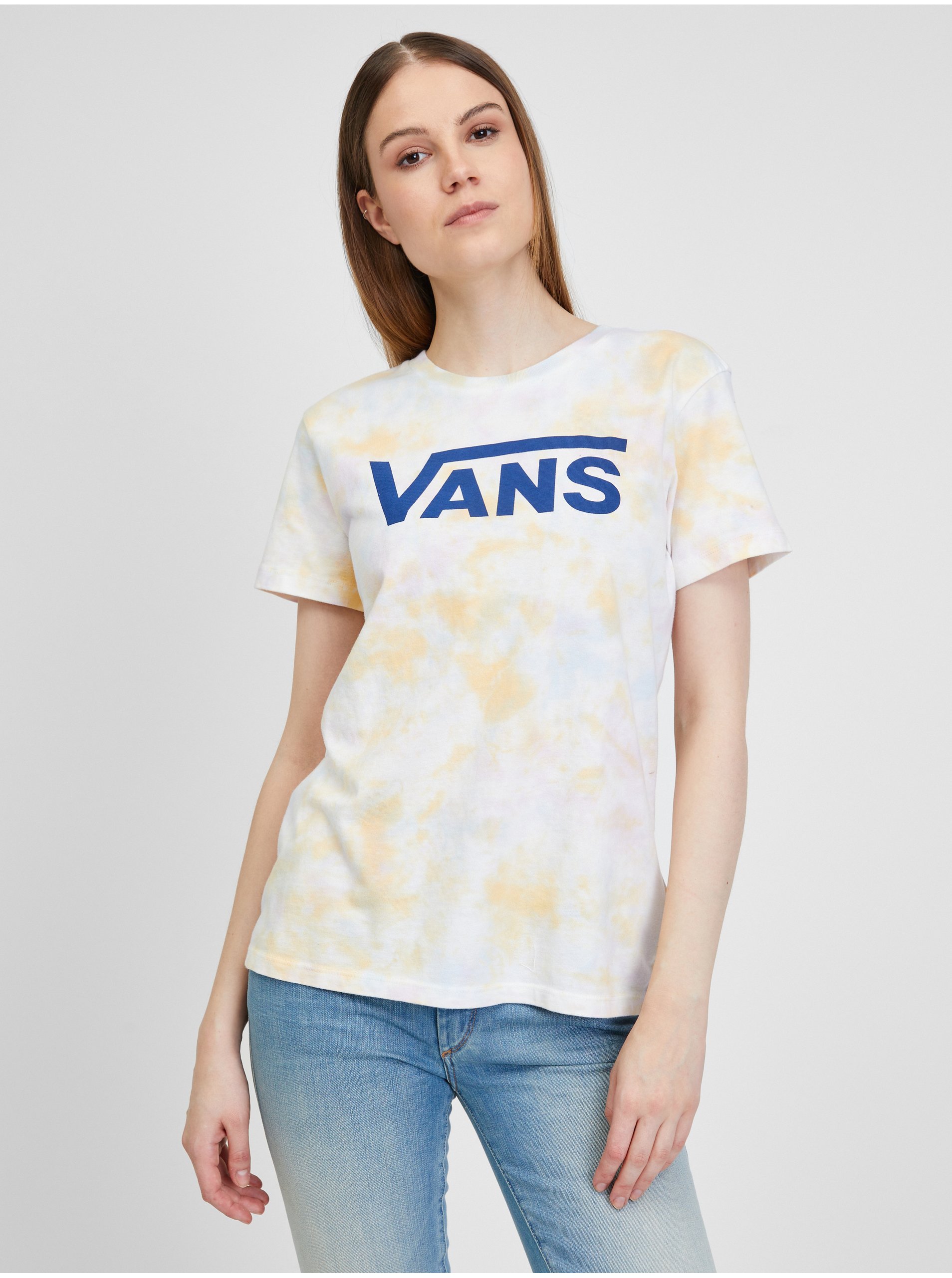Levně Žluto-krémové dámské vzorované tričko VANS