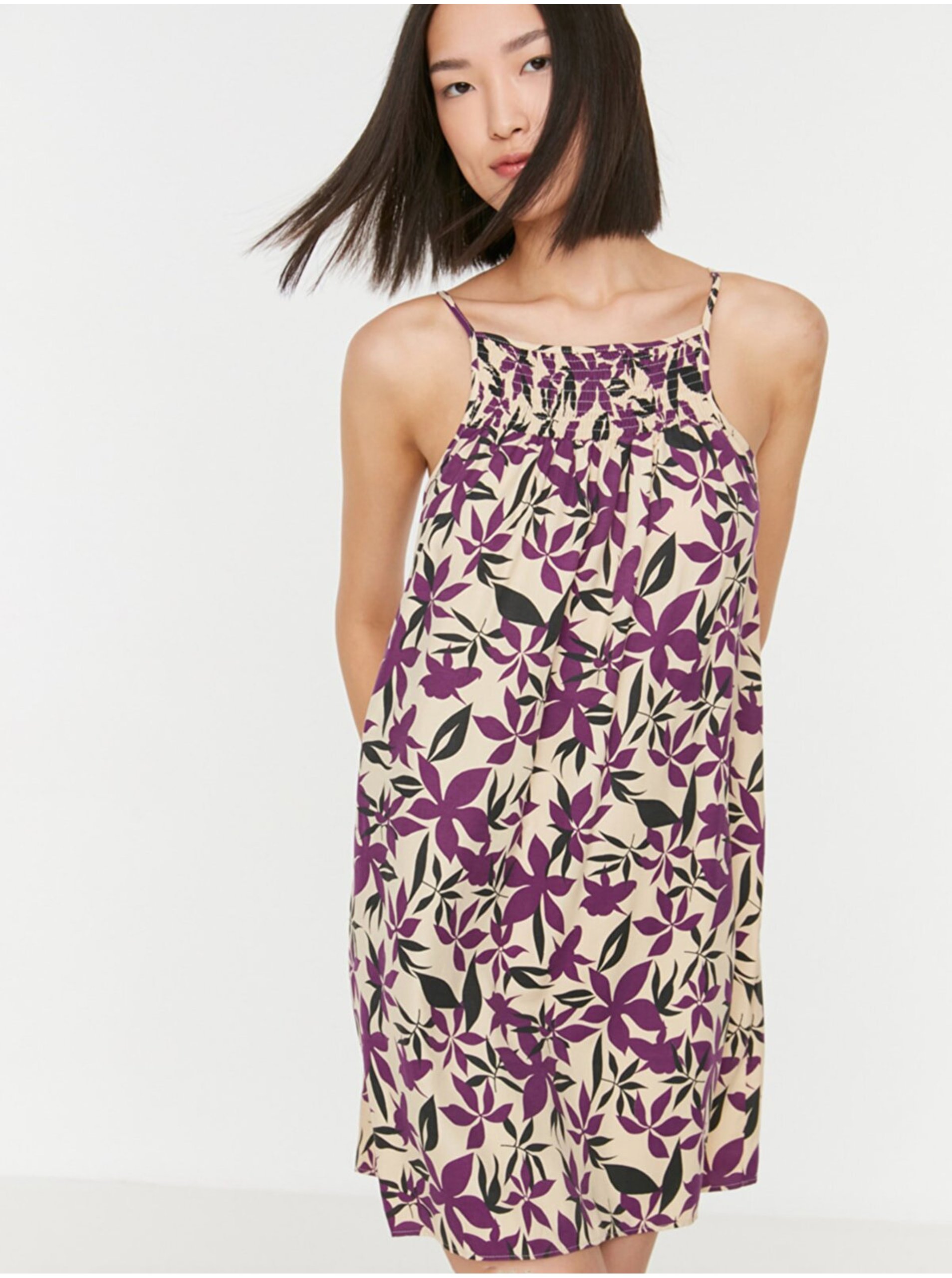 Lacno Voľnočasové šaty pre ženy Trendyol - béžová, fialová