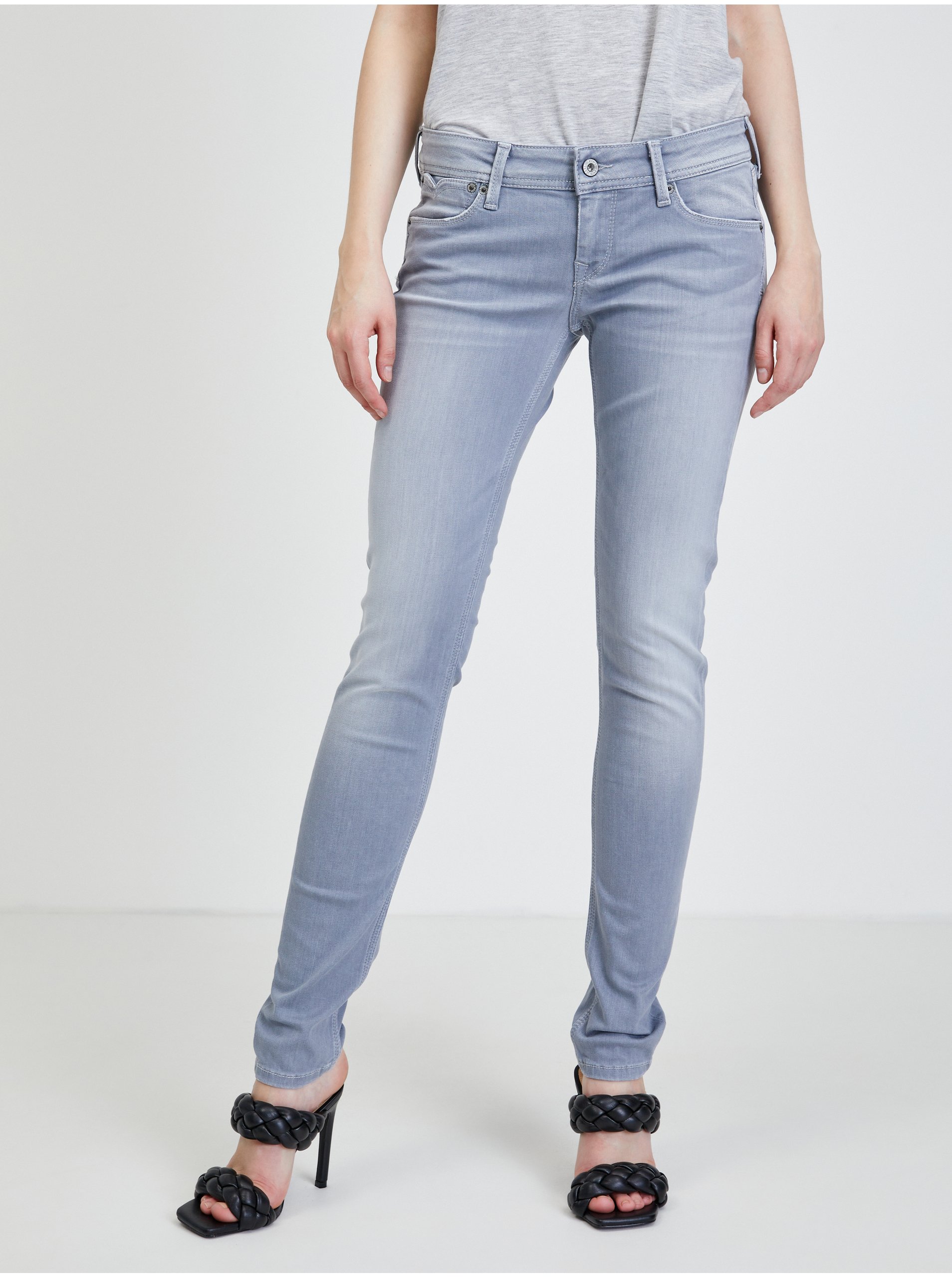 Levně Světle šedé dámské skinny fit džíny Pepe Jeans