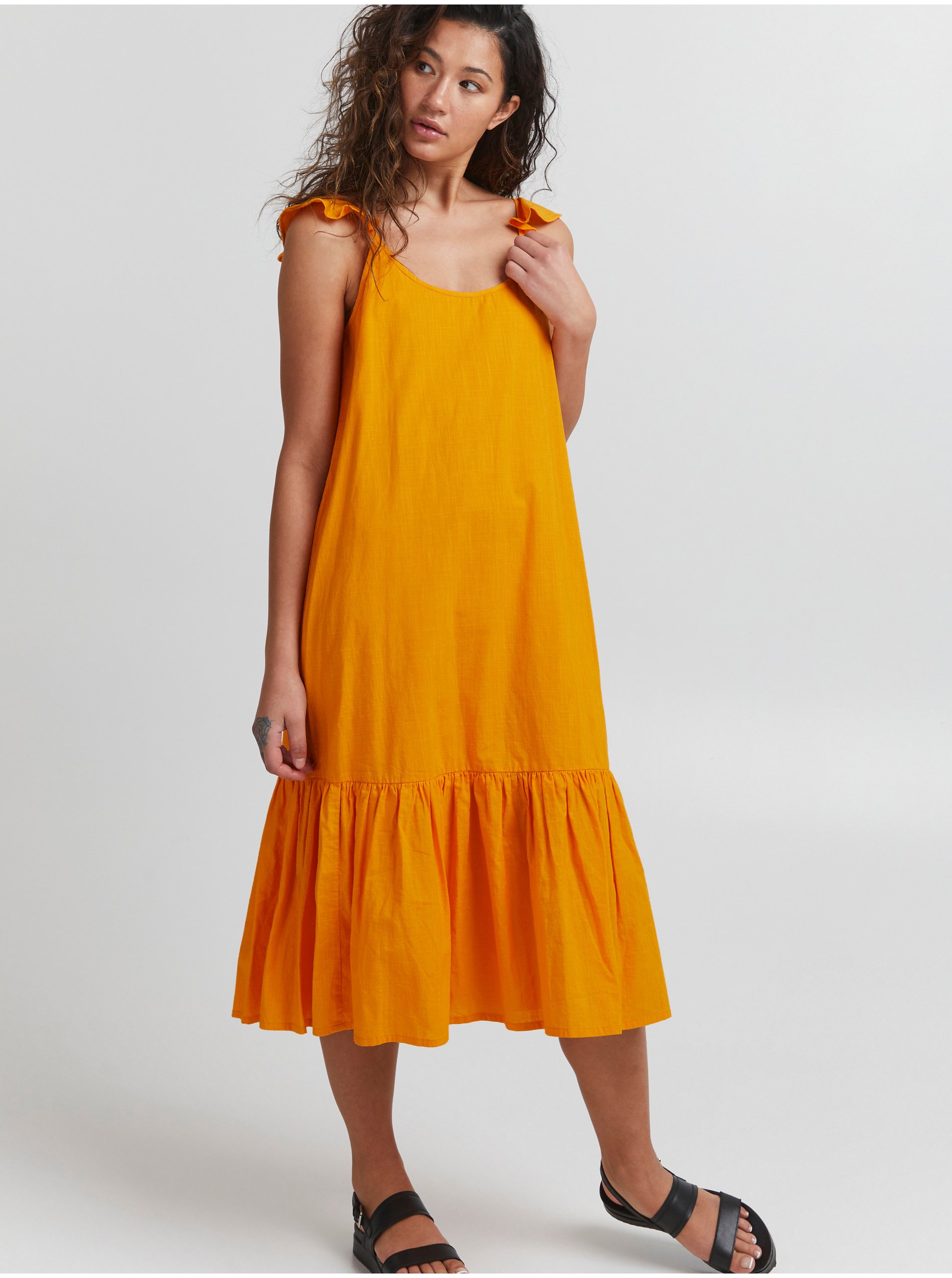 Lacno Voľnočasové šaty pre ženy ICHI - oranžová