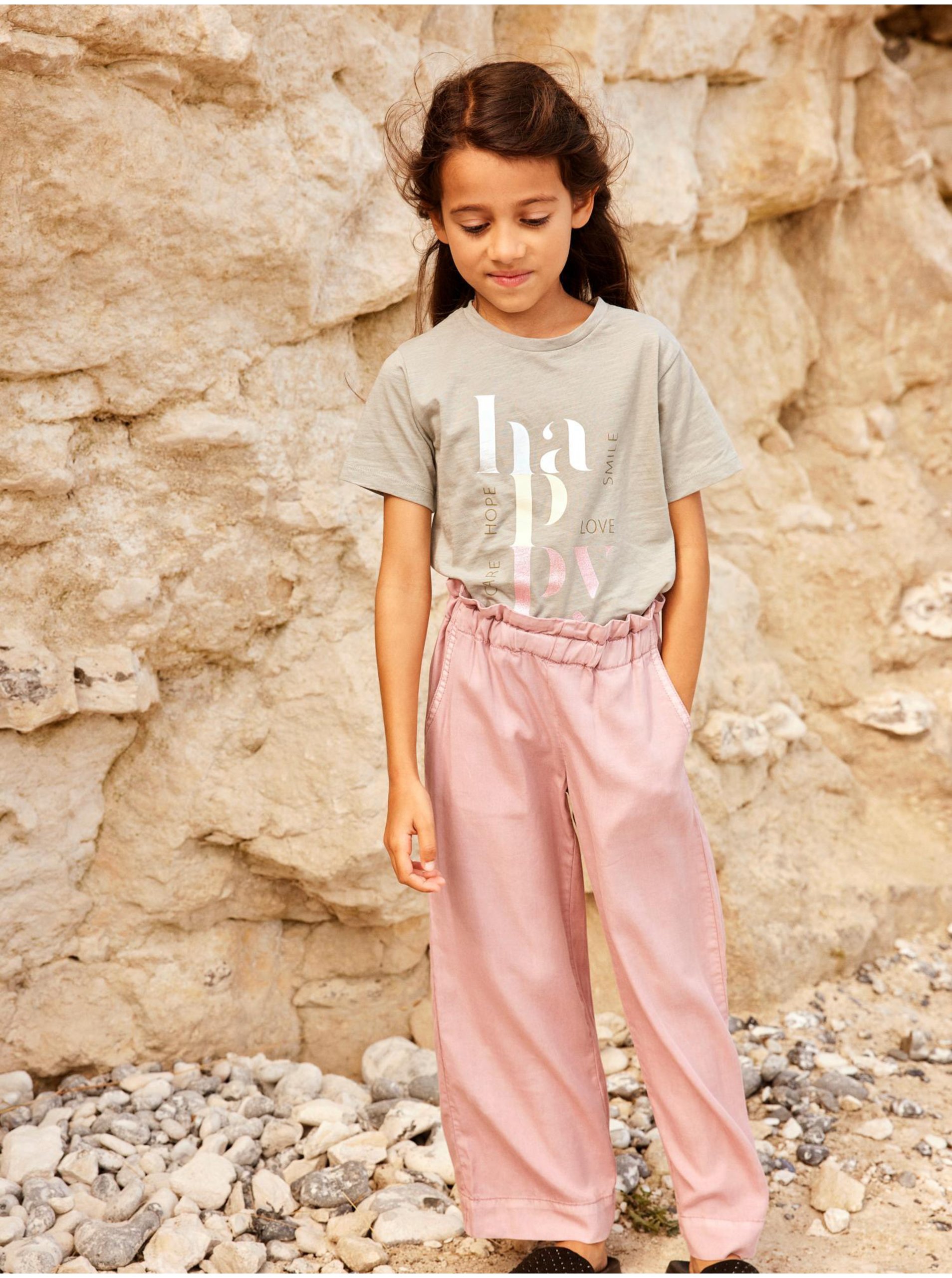E-shop Ružové dievčenské široké nohavice name it