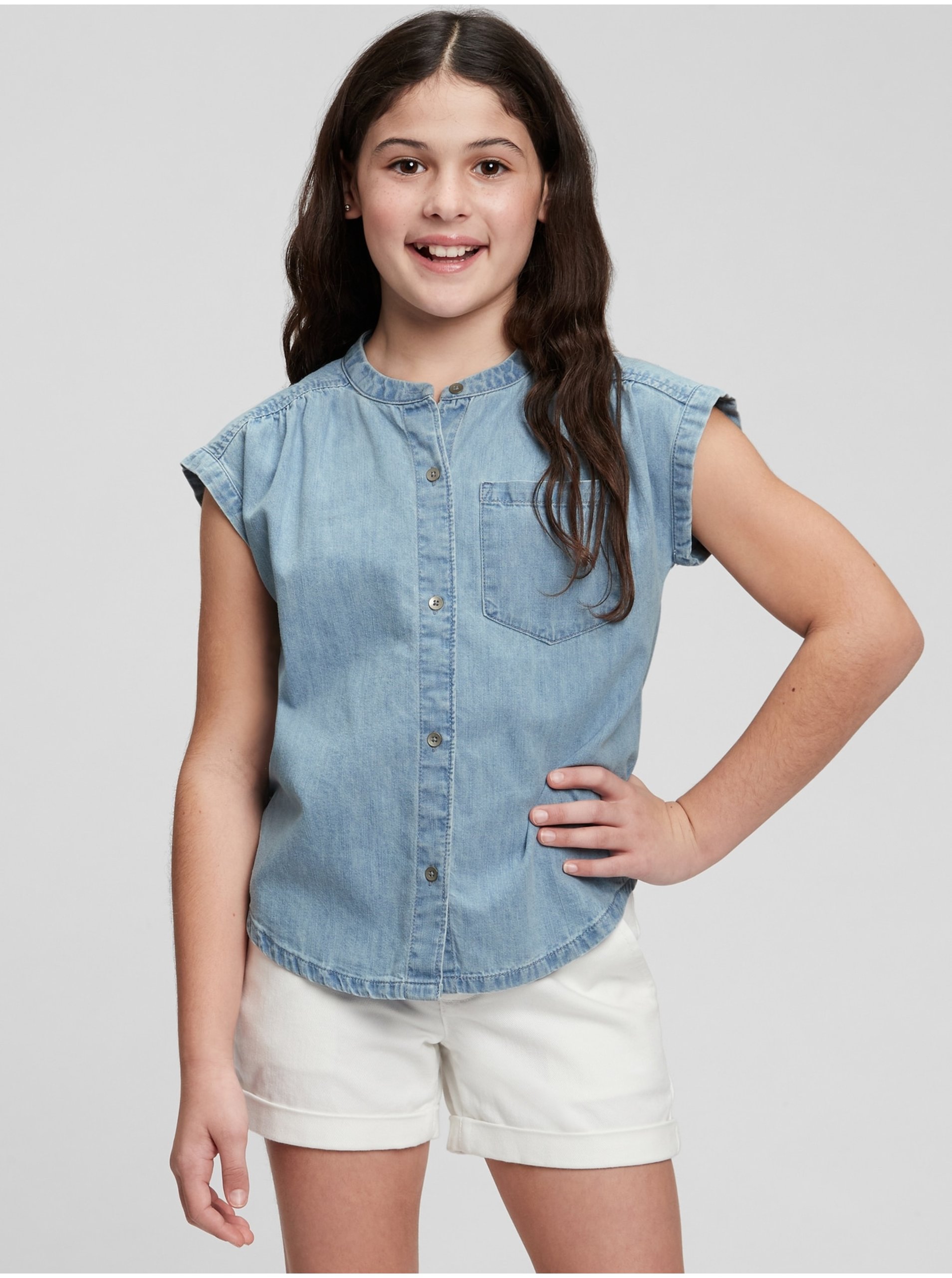 E-shop Modrá holčičí džínová košile