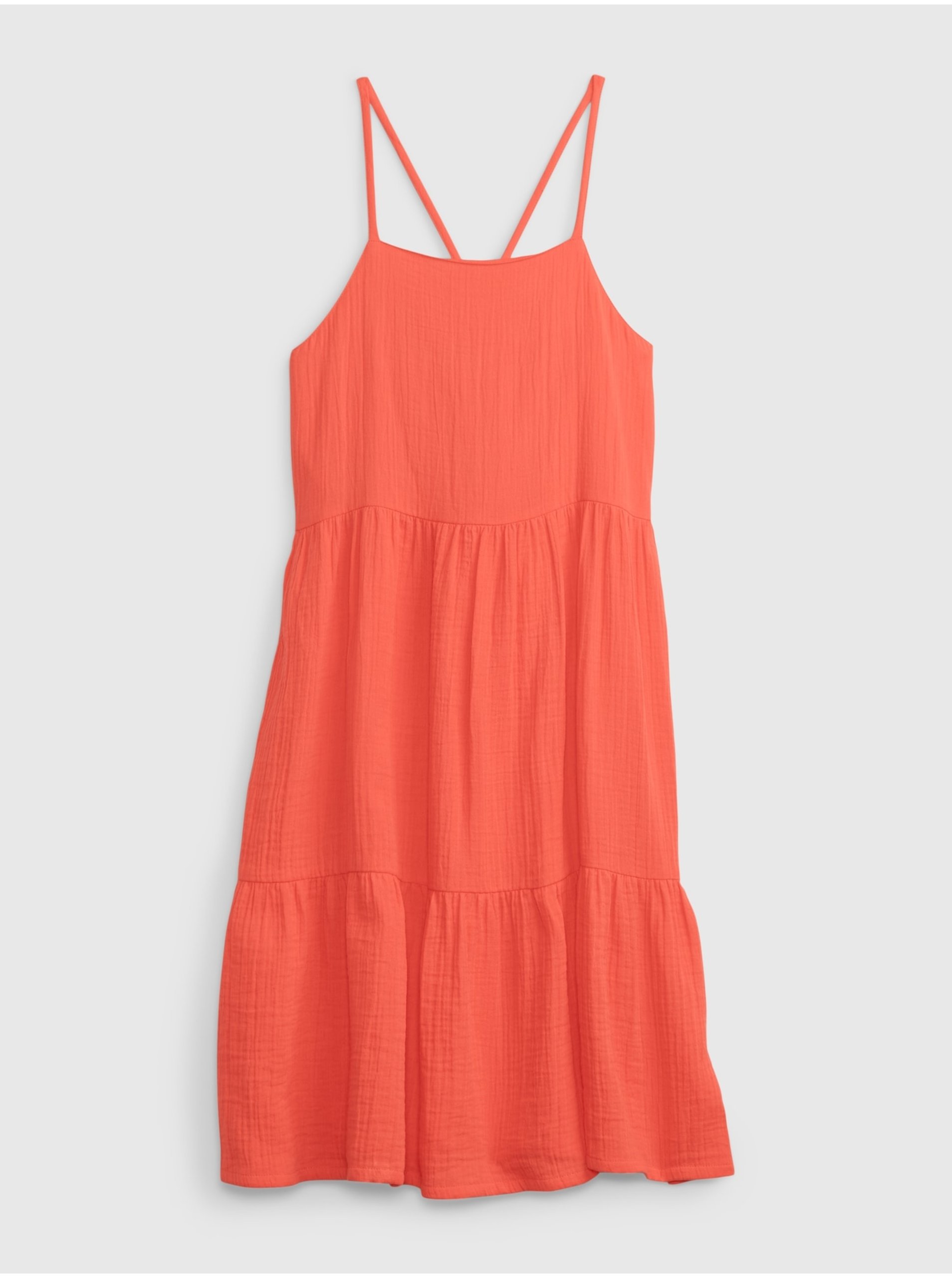 Levně Oranžové holčičí šaty volánové šaty