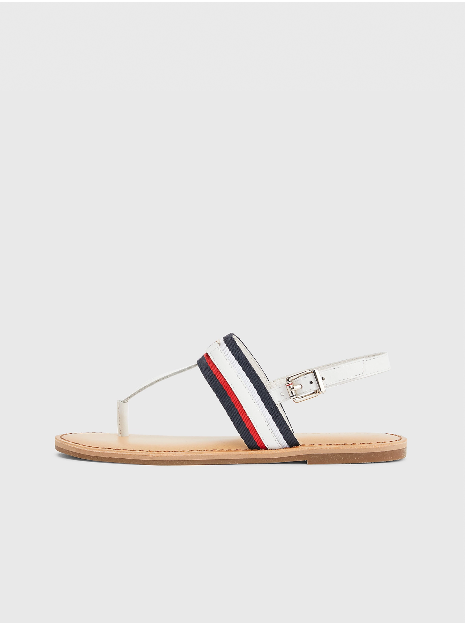 Levně Bílé dámské kožené sandály Tommy Hilfiger