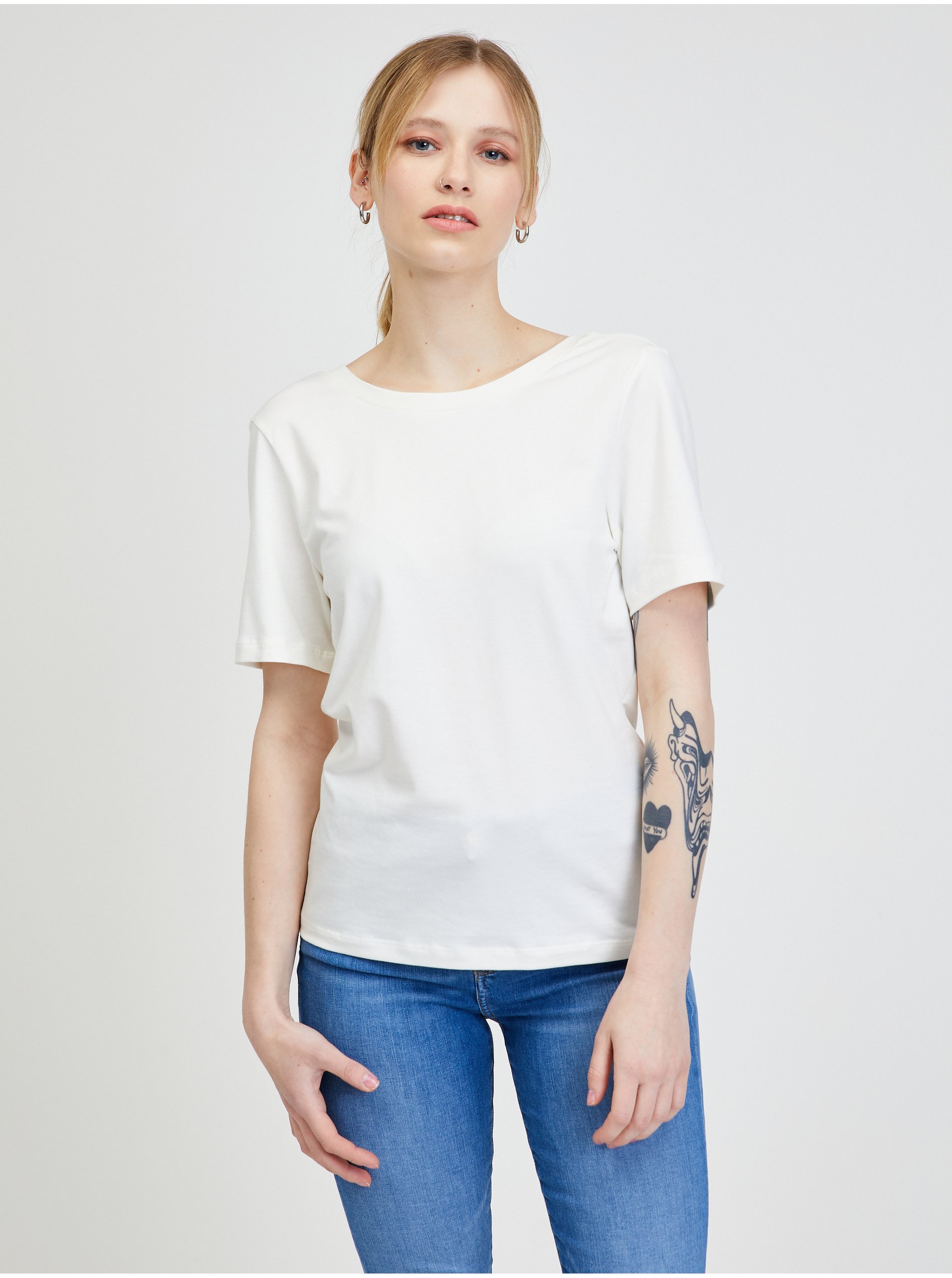 Levně Bílé basic tričko VERO MODA Sienna