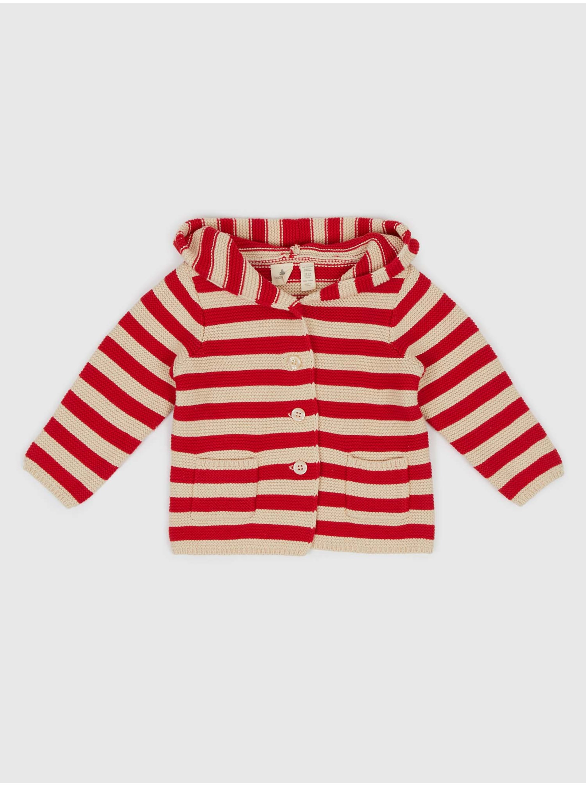 E-shop Červený dievčenský sveter pruhovaný GAP