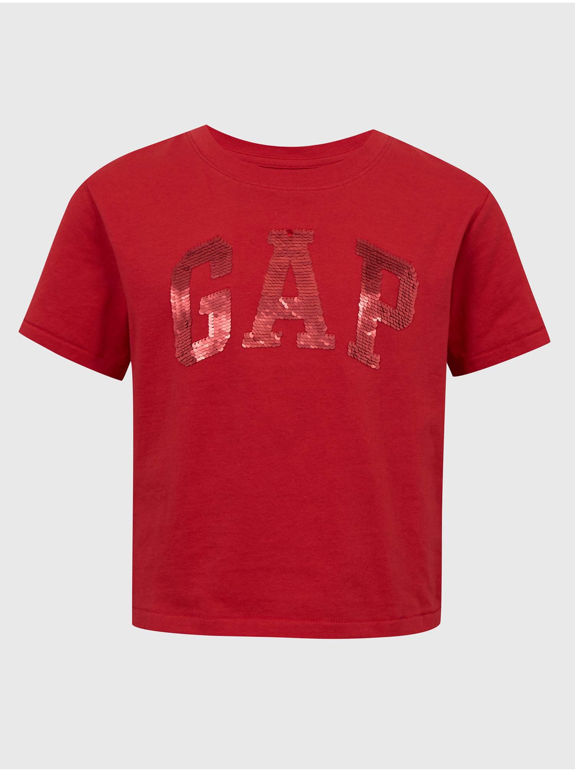 Lacno Červené dievčenské tričko organic logo GAP flitre