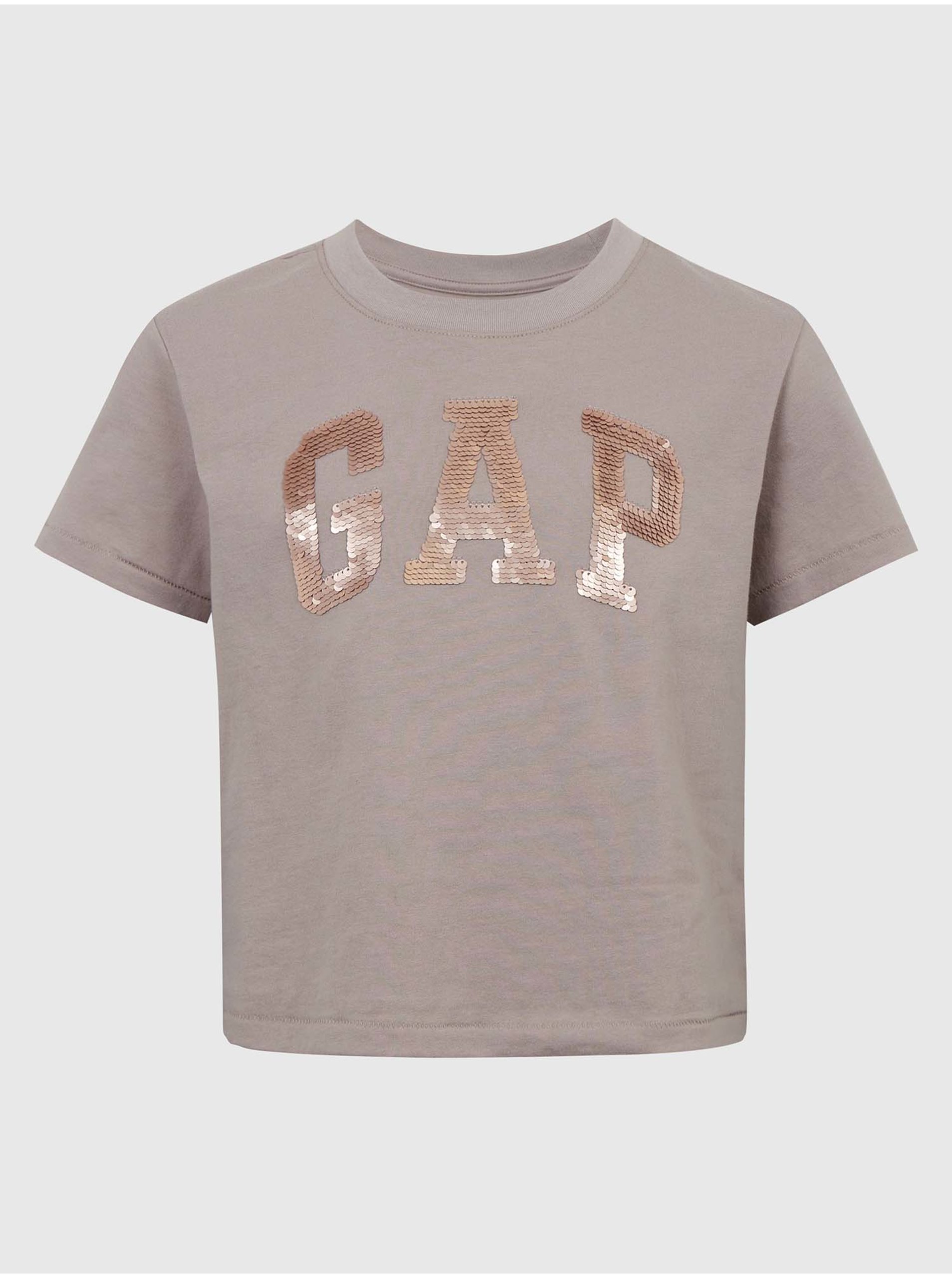 Lacno Béžové dievčenské tričko organic logo GAP flitre