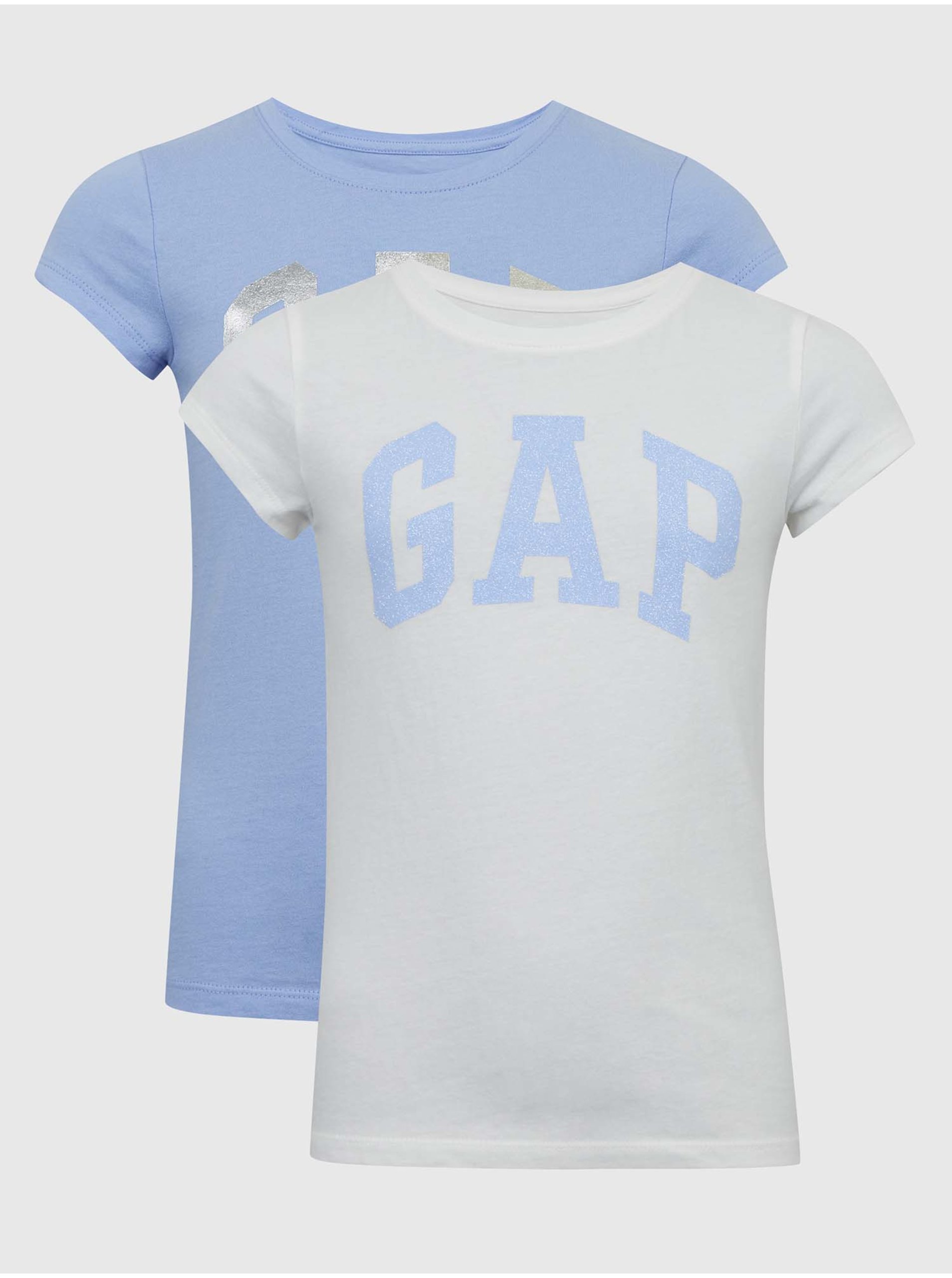 Lacno Modré dievčenské tričká logo GAP, 2ks