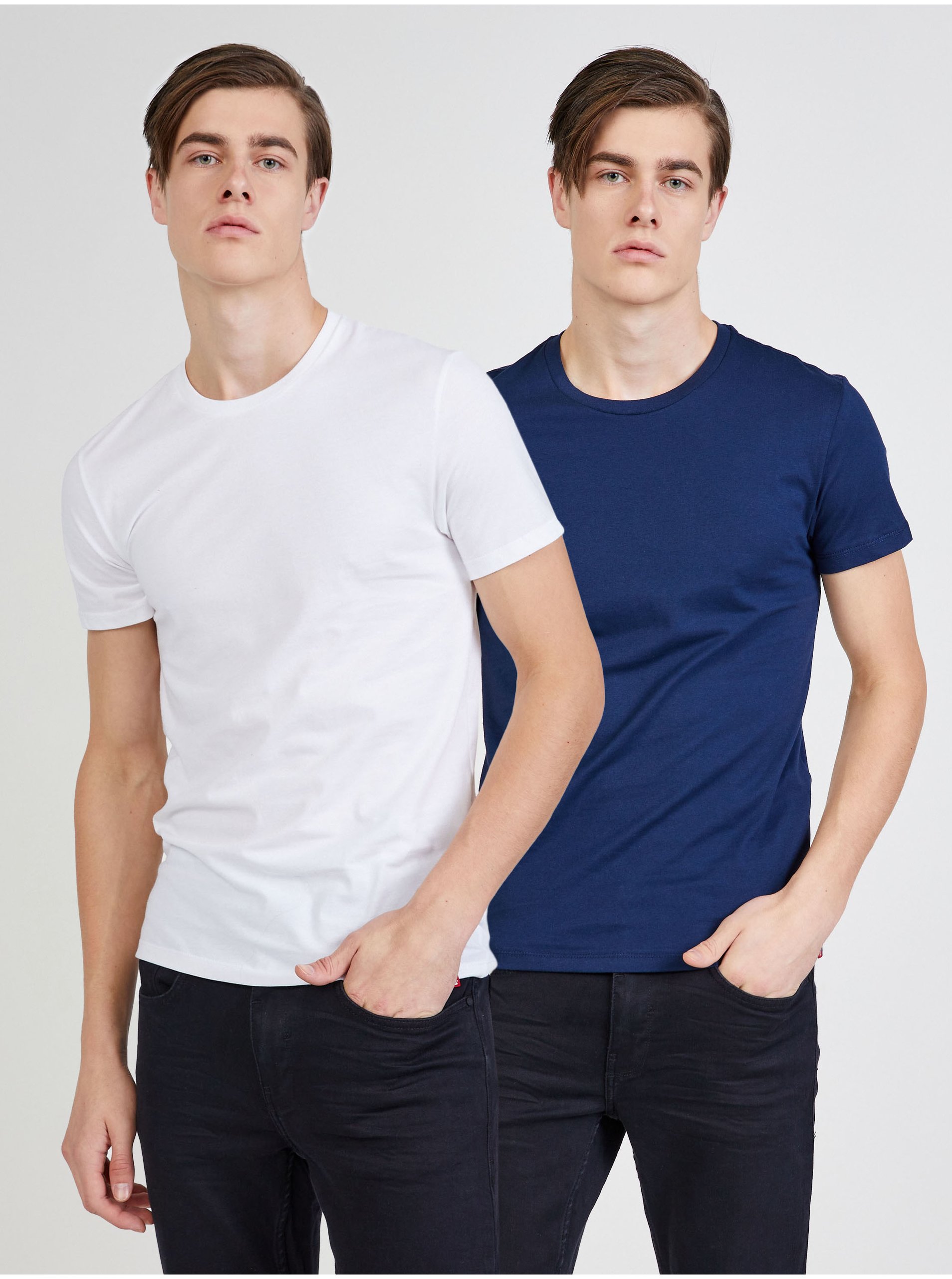 Levně Sada dvou pánských triček v bílé a modré barvě Levi's® The Perfect