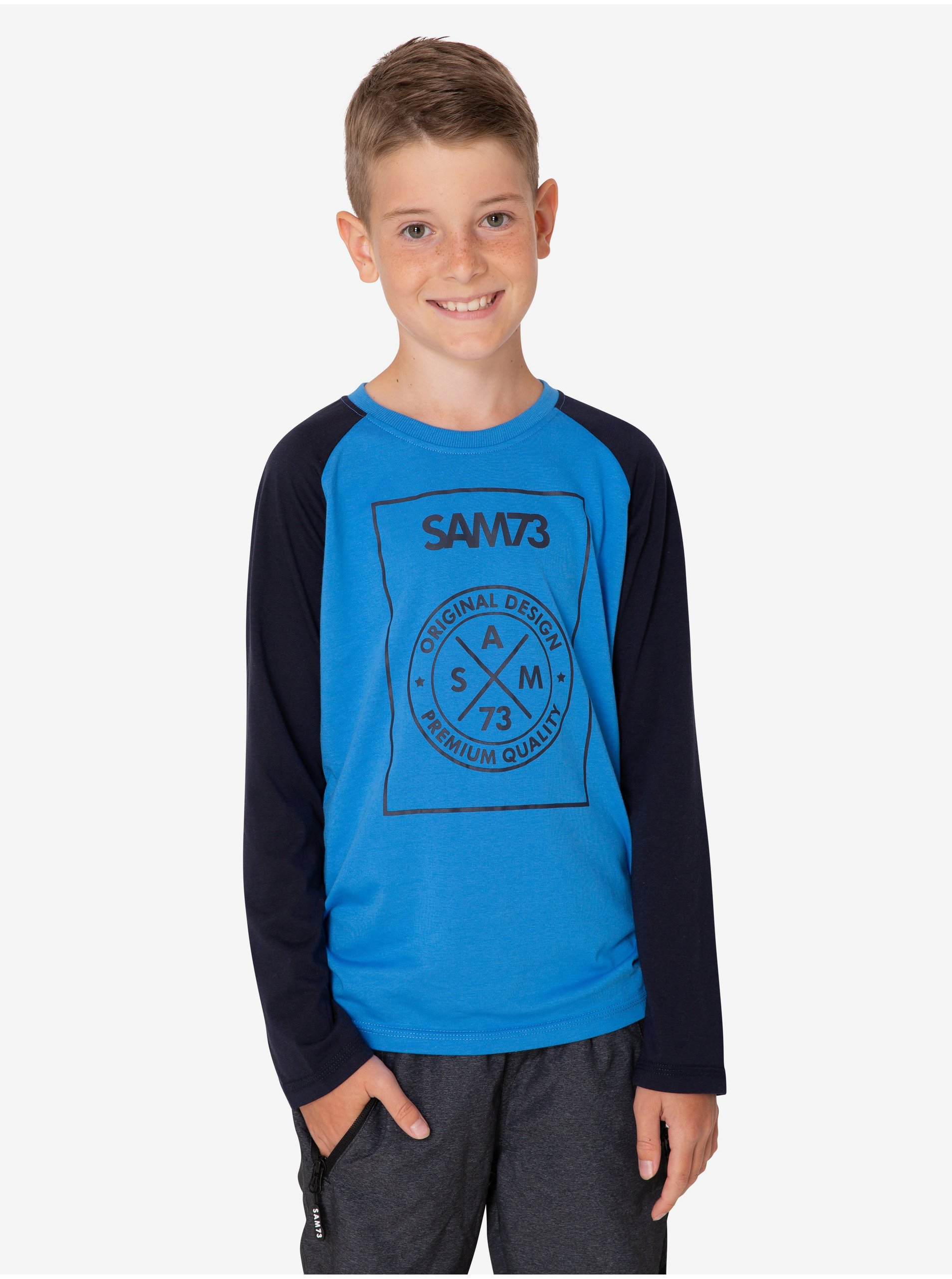 Lacno Čierno-modré chlapčenské tričko SAM 73 Jack