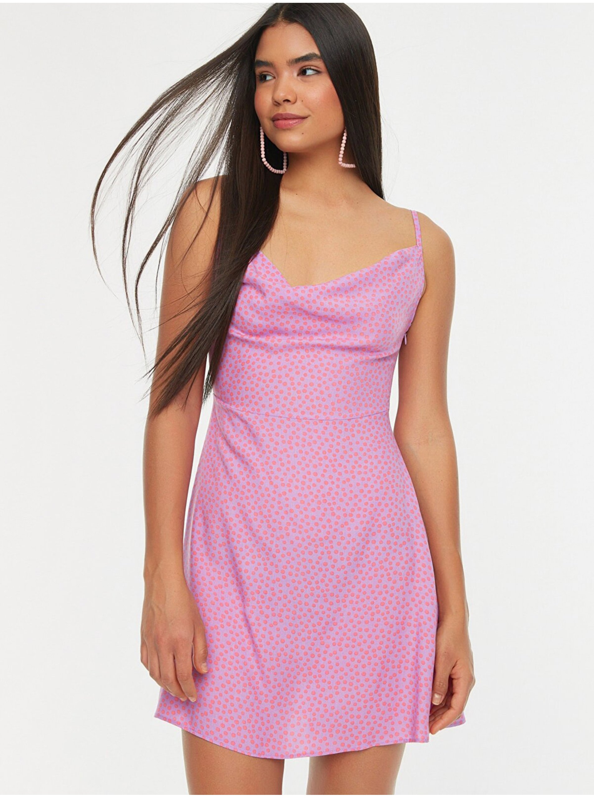 Lacno Ružové letné vzorované šaty Trendyol