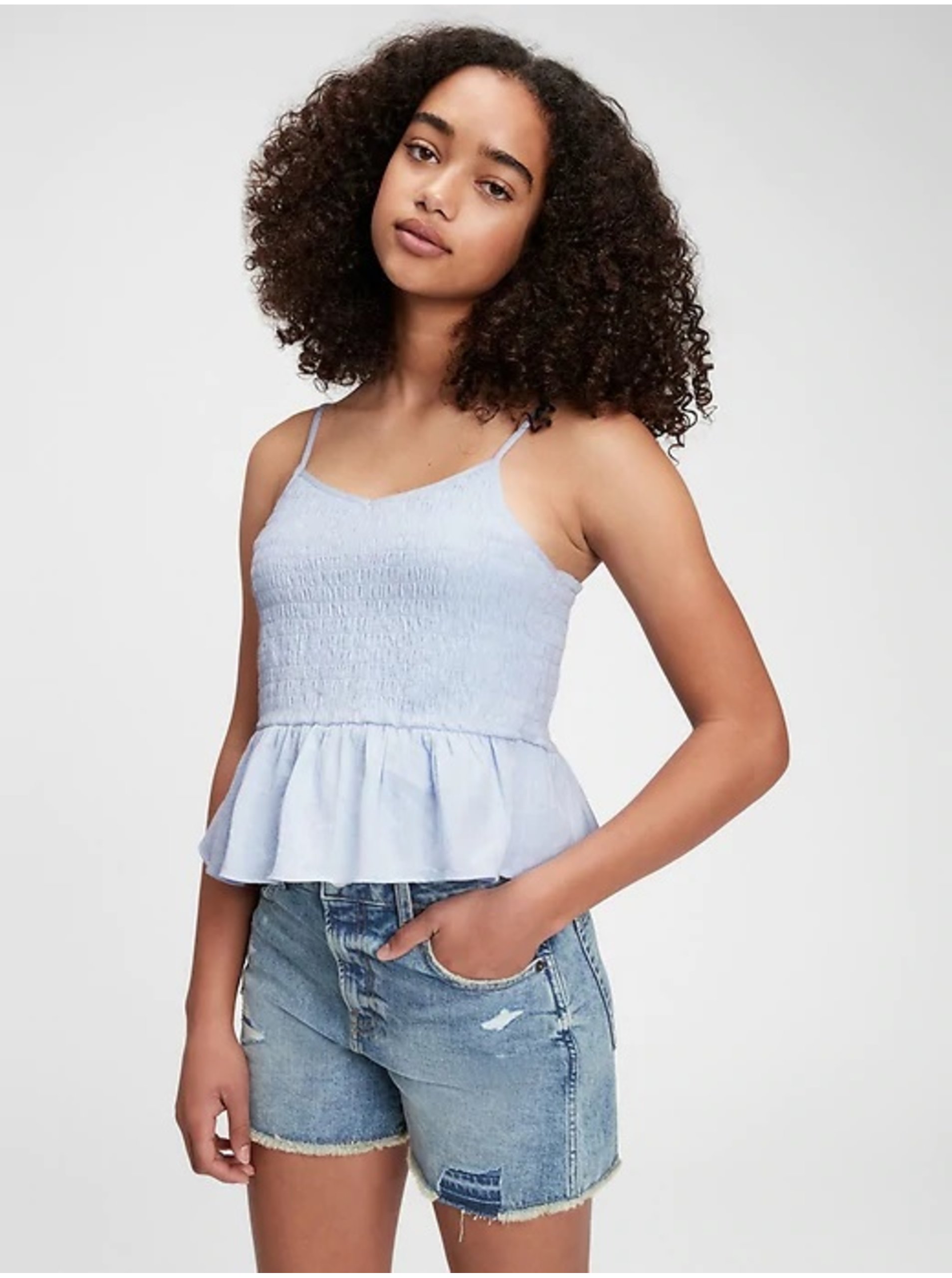 E-shop Modrý holčičí top z organické bavlny GAP Teen