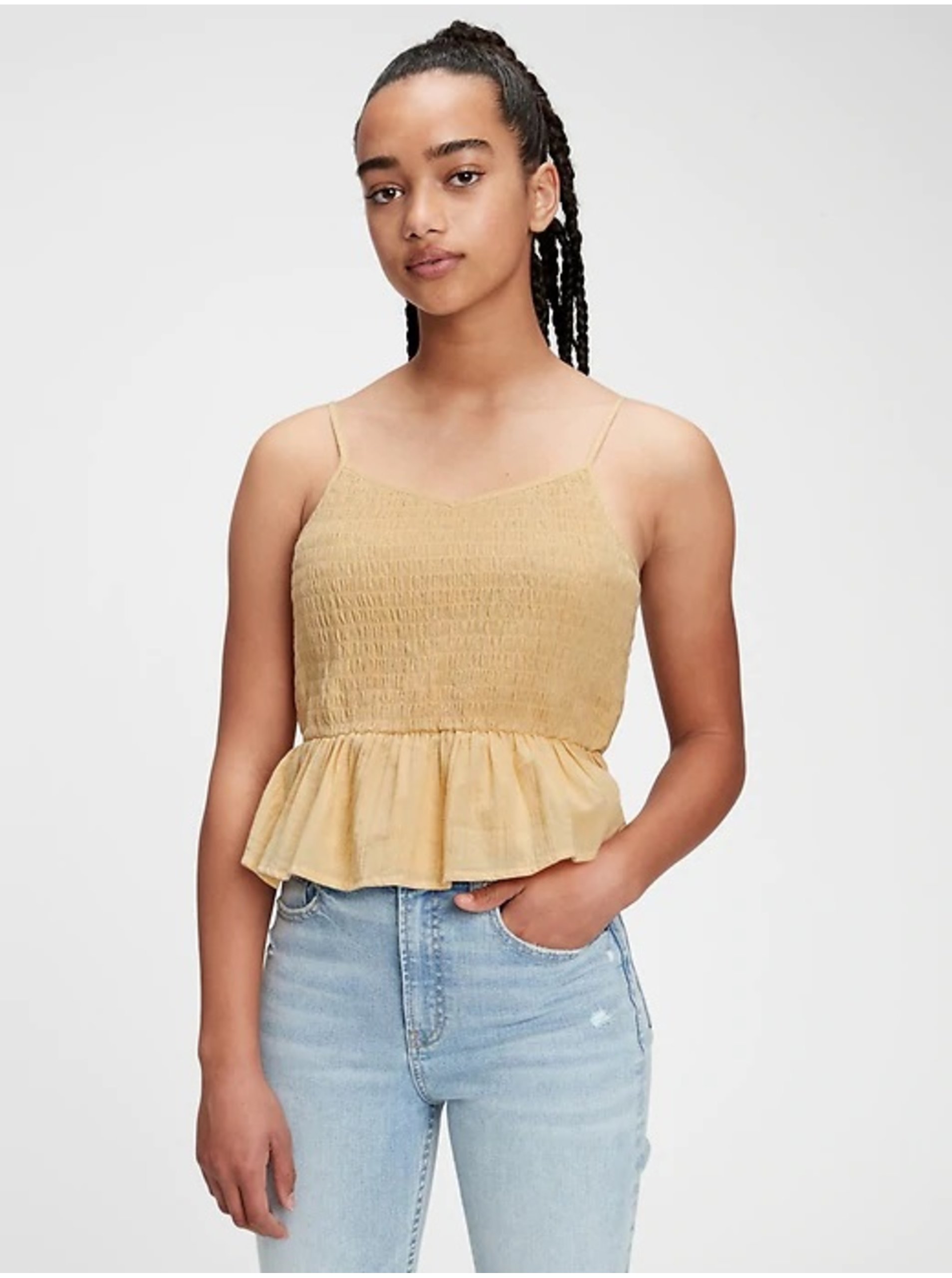 E-shop Žlutý holčičí top z organické bavlny GAP Teen