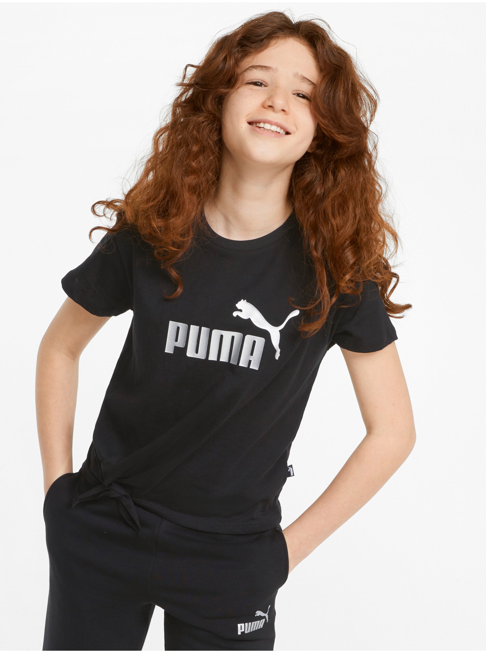 Levně Černé holčičí tričko Puma Knotted Tee