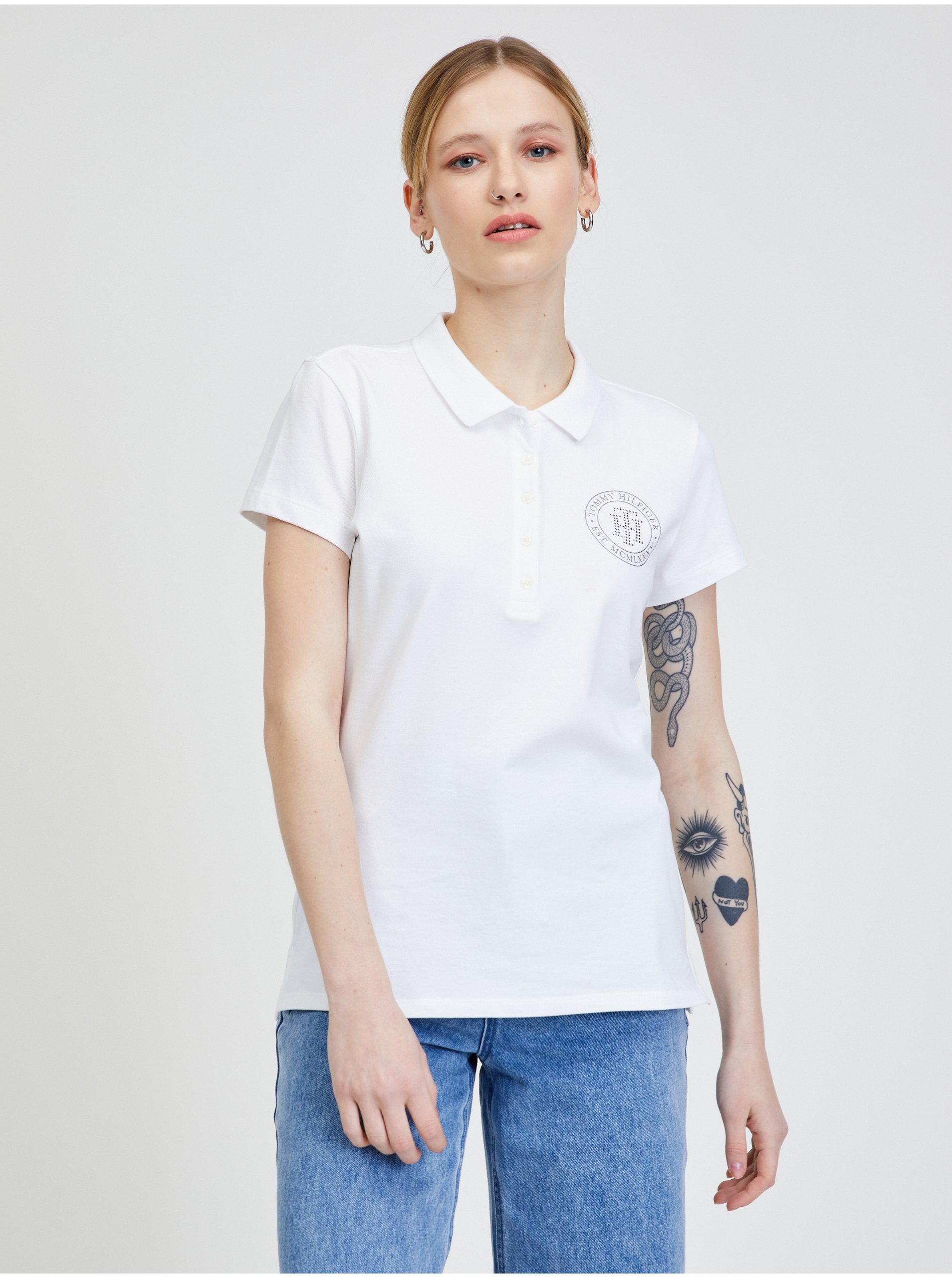 E-shop Bílé dámské polo tričko Tommy Hilfiger