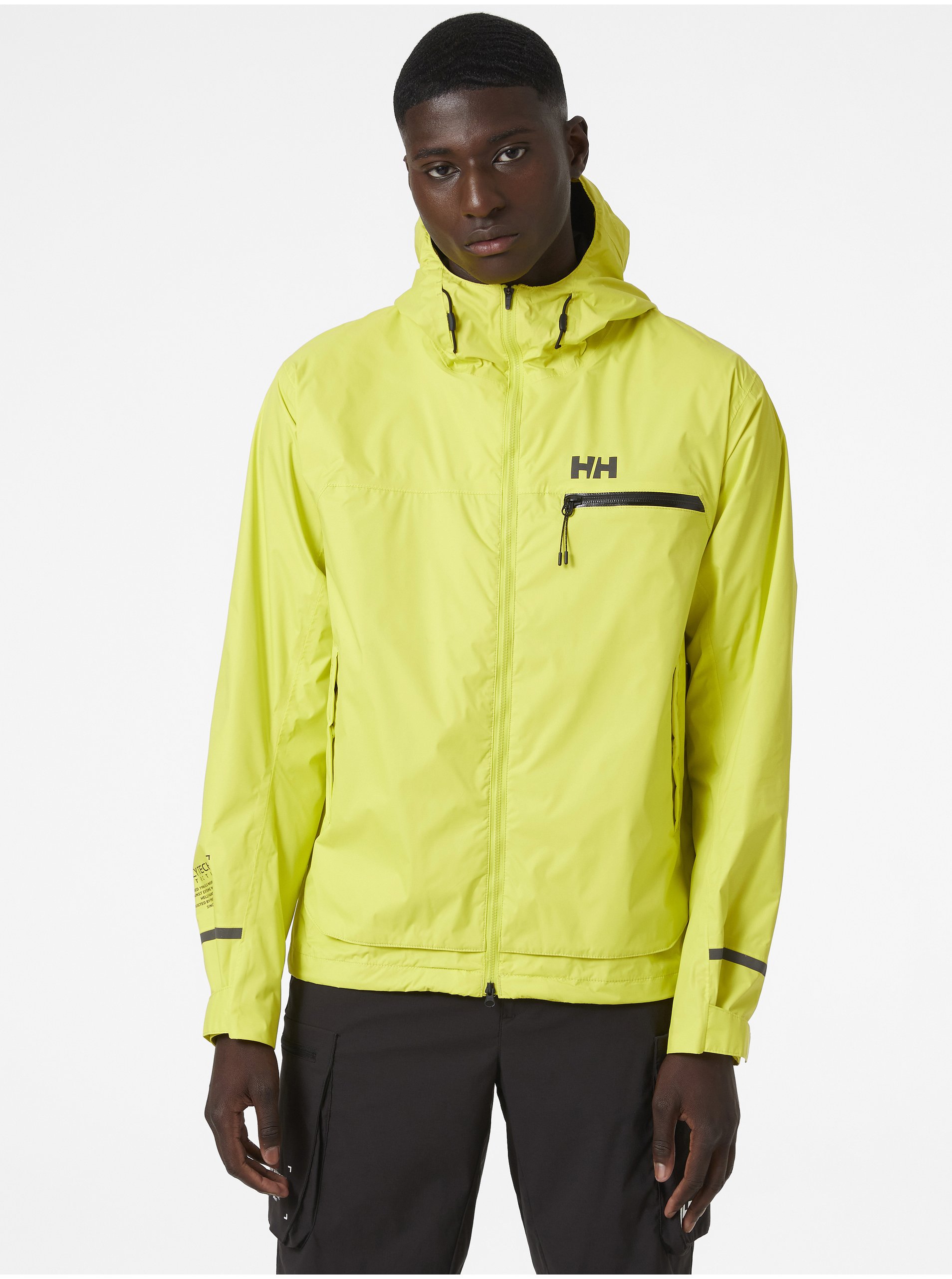 Levně Světle zelená pánská voděodolná lehká bunda s kapucí HELLY HANSEN Ride Hooded Rain