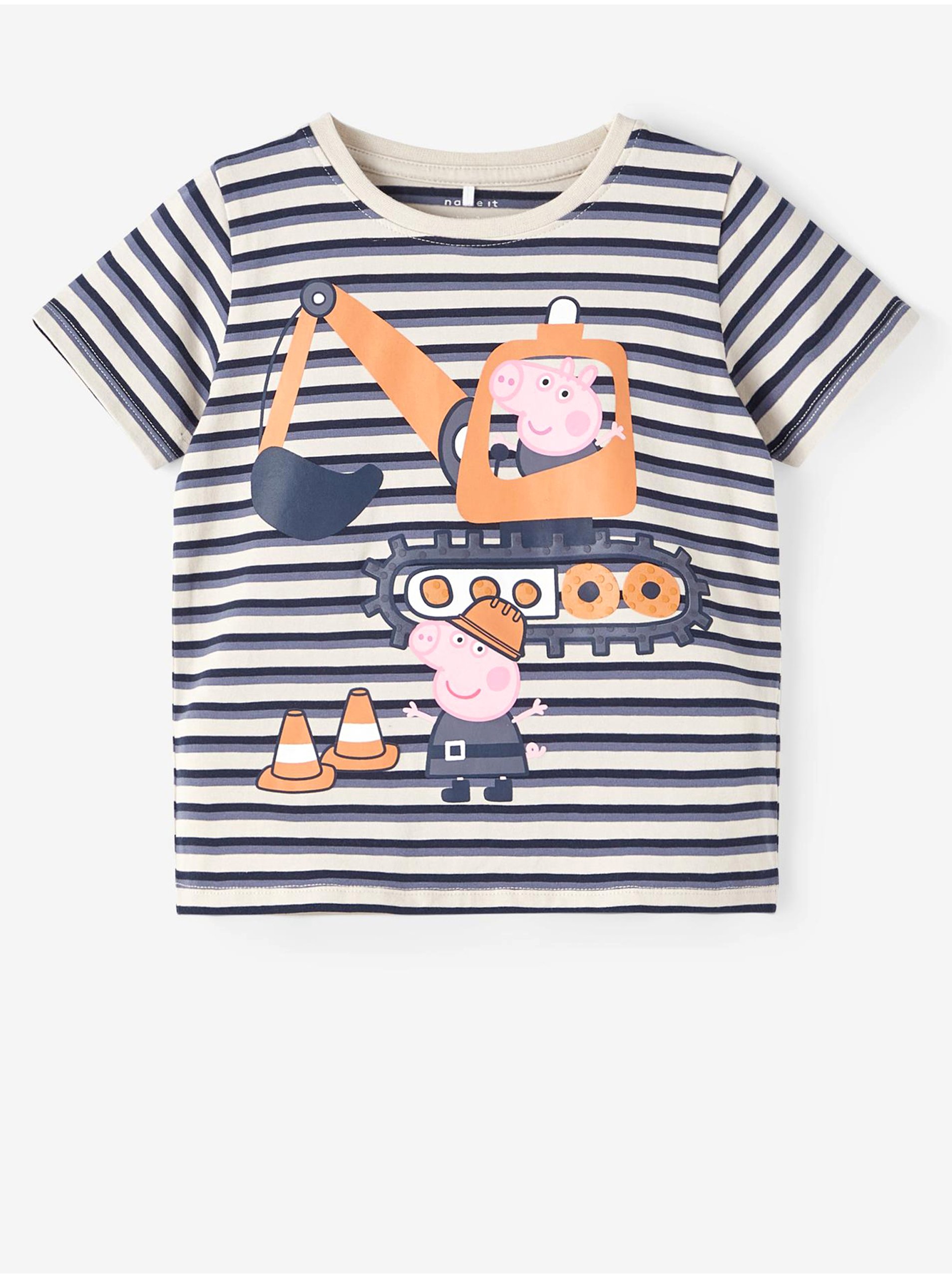 E-shop Krémovo-šedé chlapčenské pruhované tričko name it Maikel