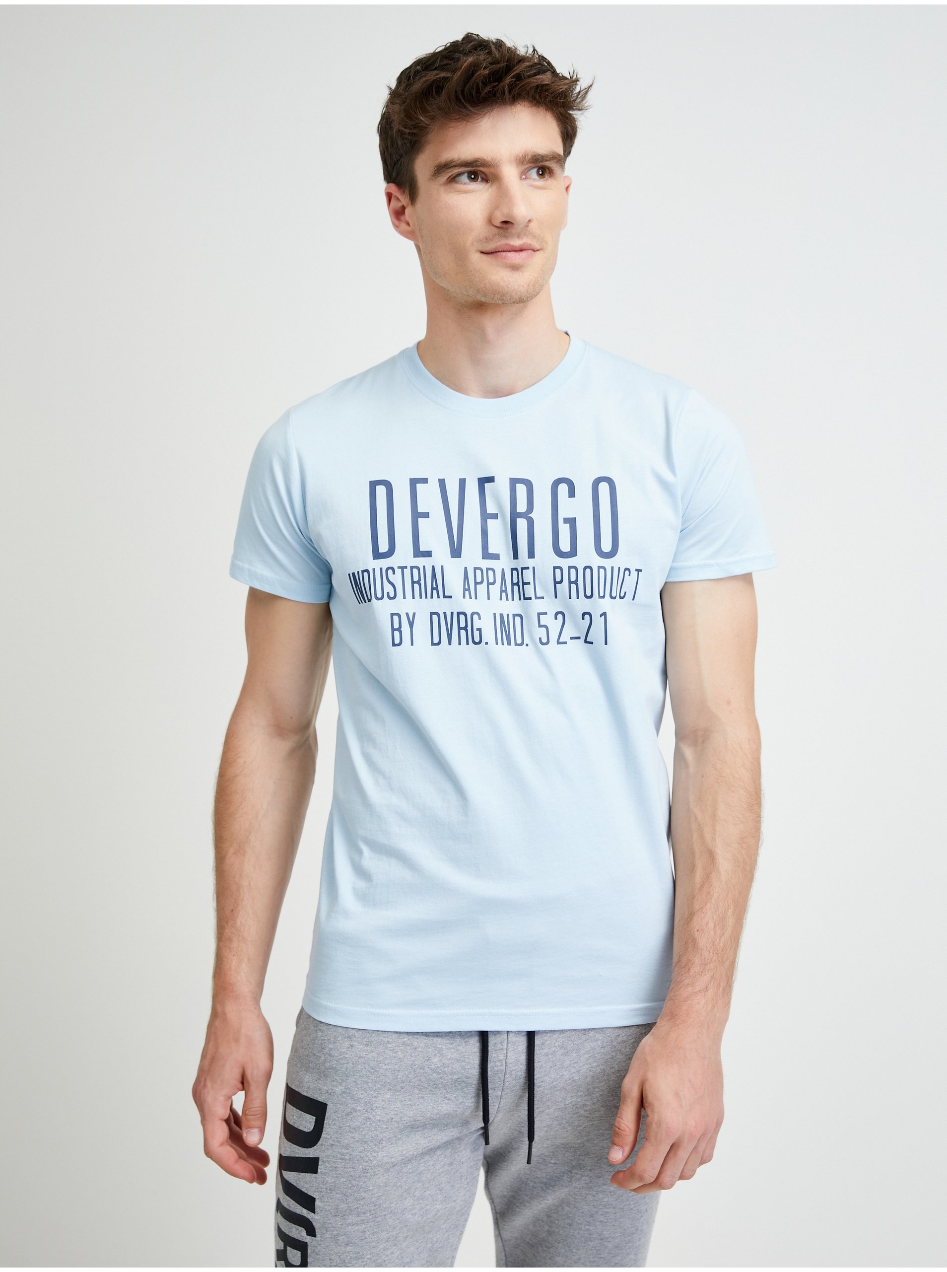 Levně Světle modré pánské tričko Devergo