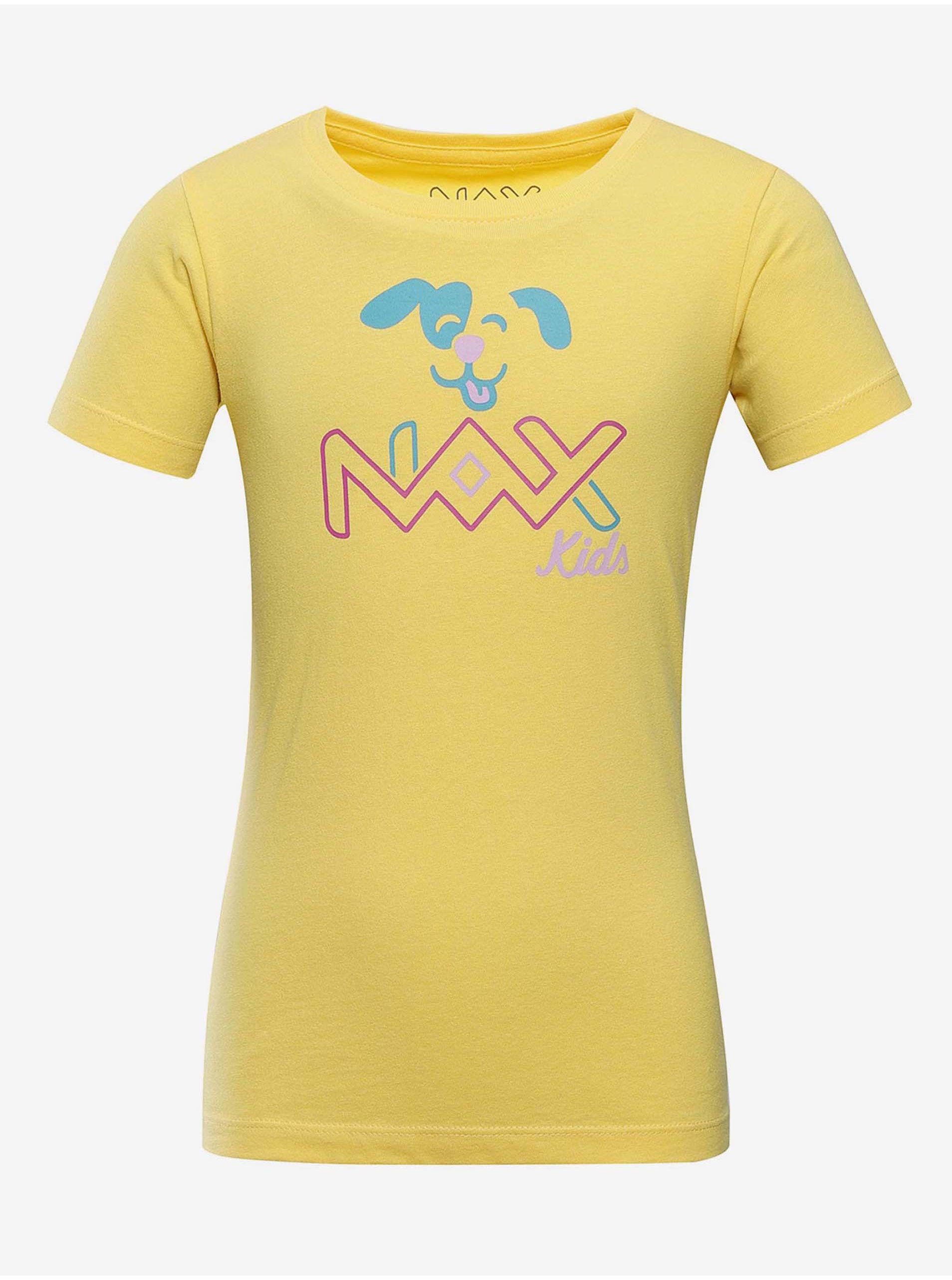 Levně Žluté dětské tričko s potiskem NAX Lievro