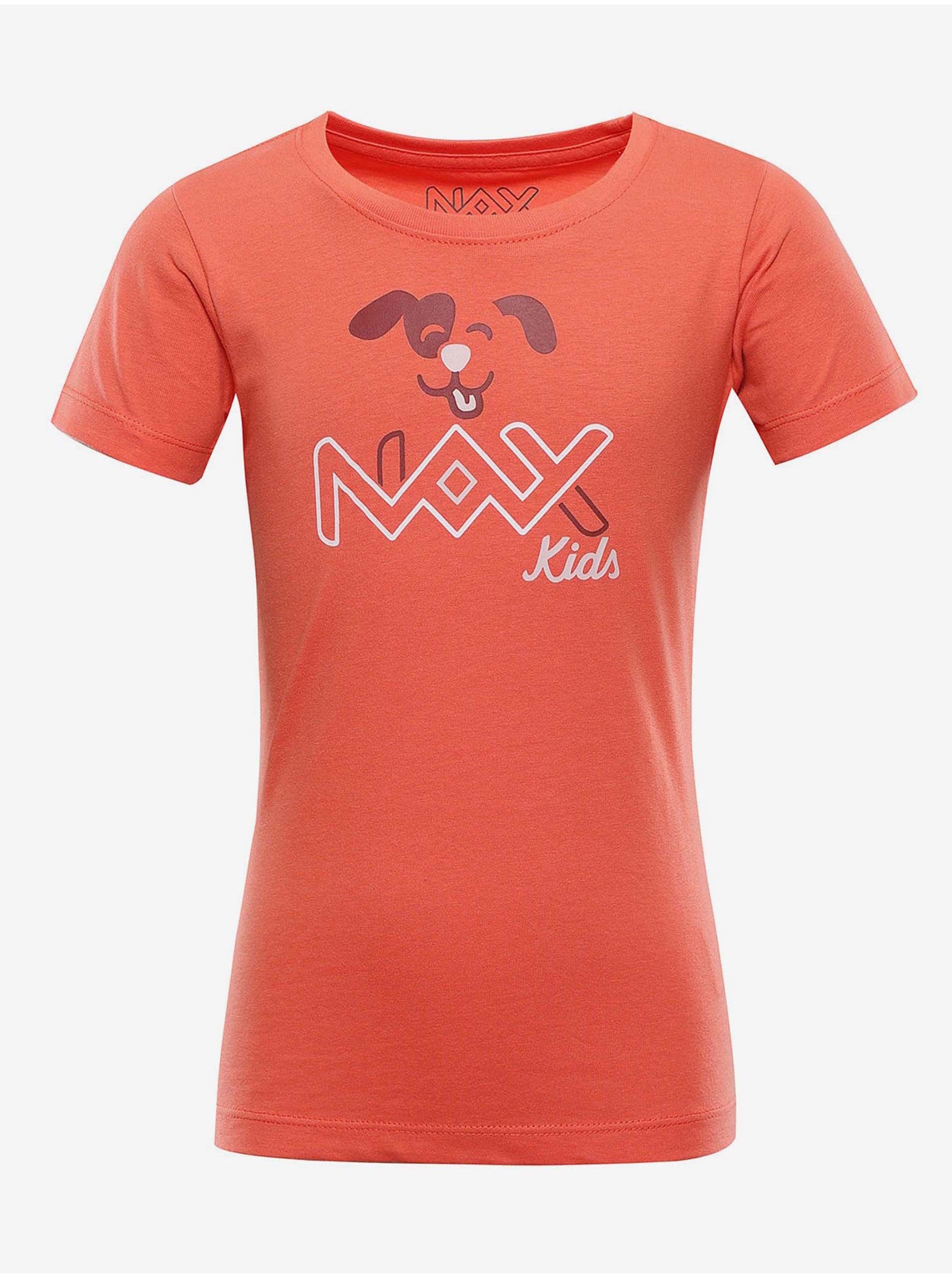 Levně Oranžové dětské tričko s potiskem NAX Lievro