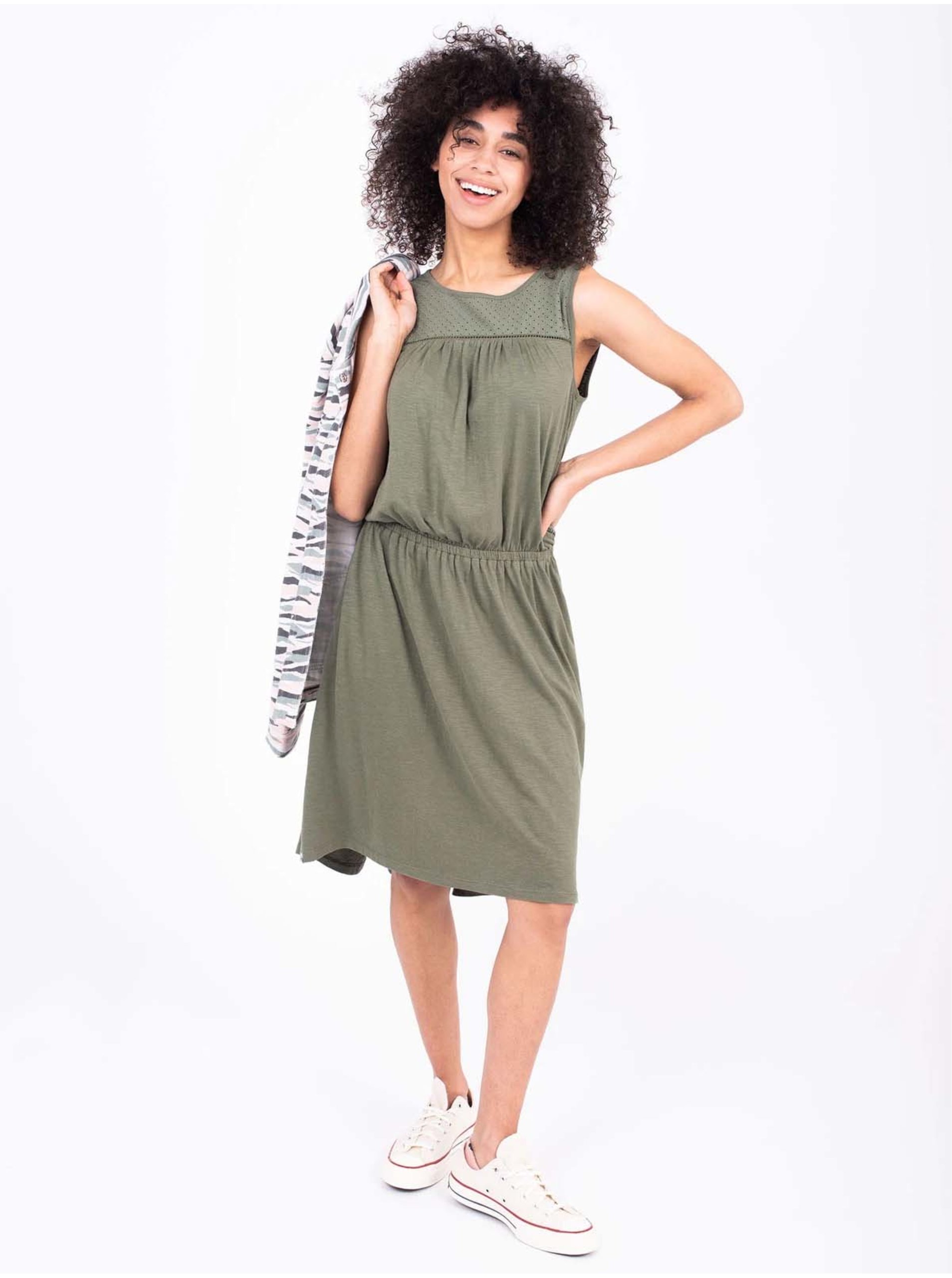 E-shop Khaki dámské šaty s prodlouženou zadní částí Brakeburn