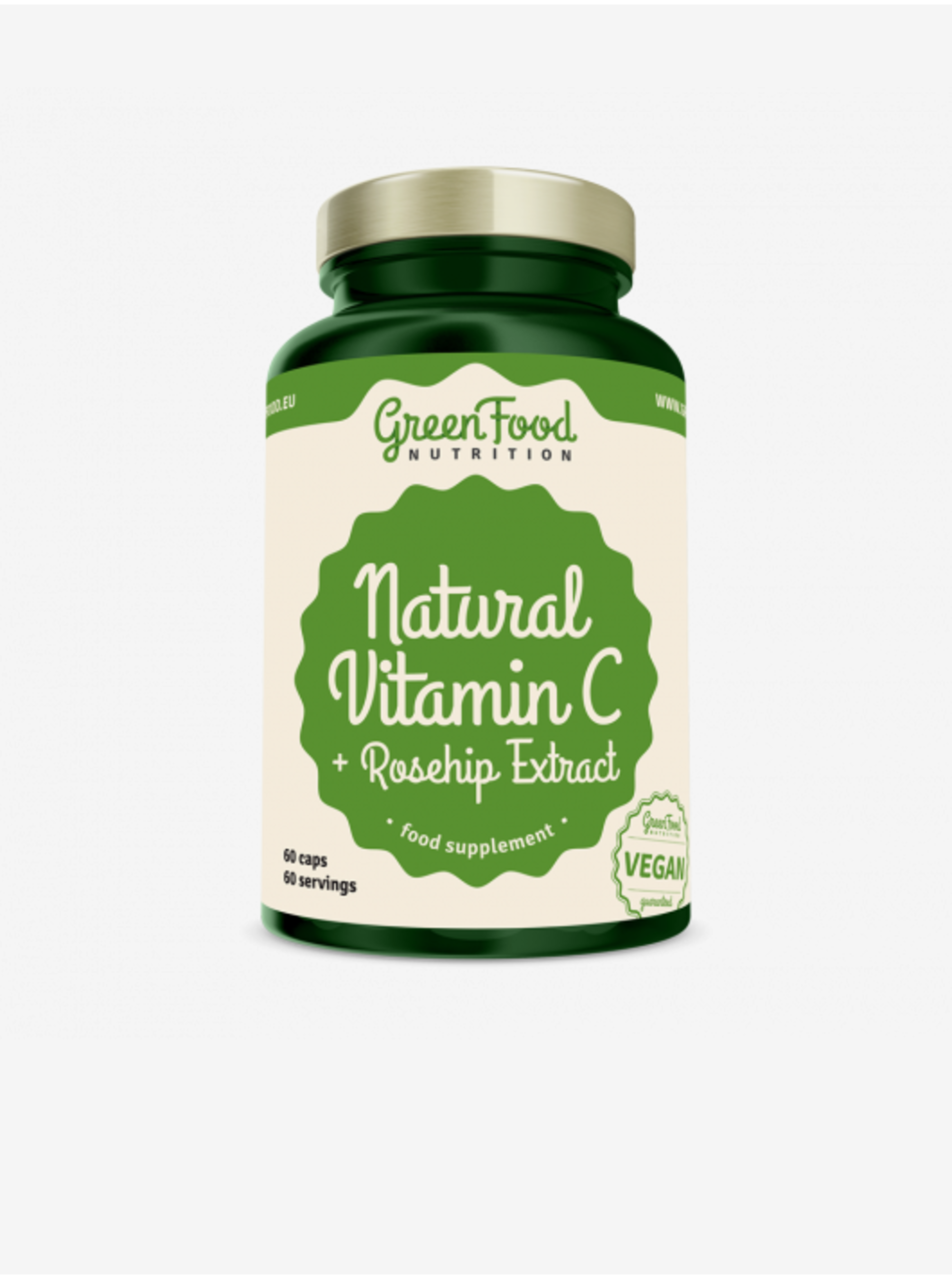 Levně GreenFood Nutrition GreenFood Natural Vitamín C + Extrakt ze šípků 60 kapslí