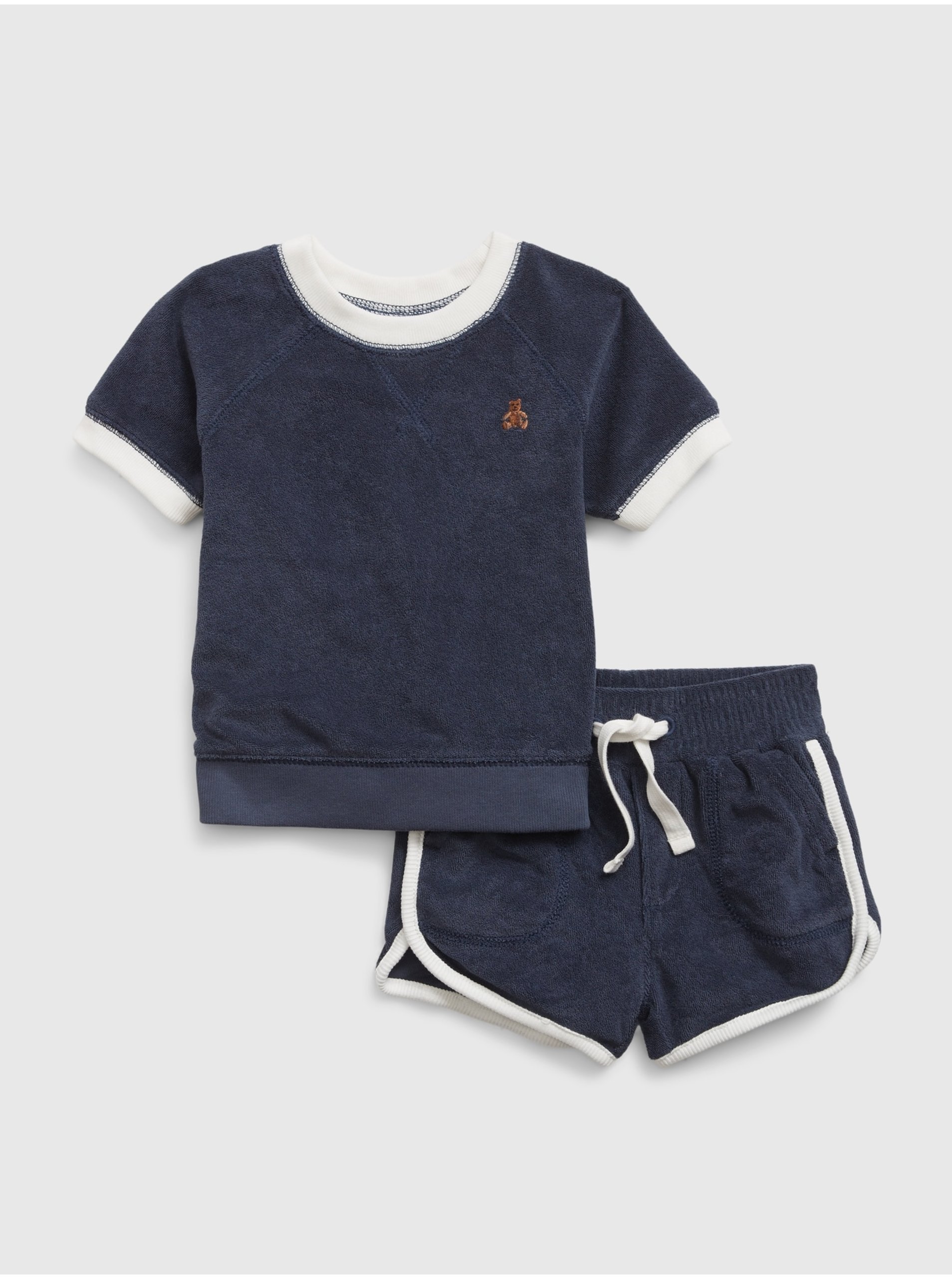 Lacno Tmavomodrý detský froté set tričko a šortky GAP