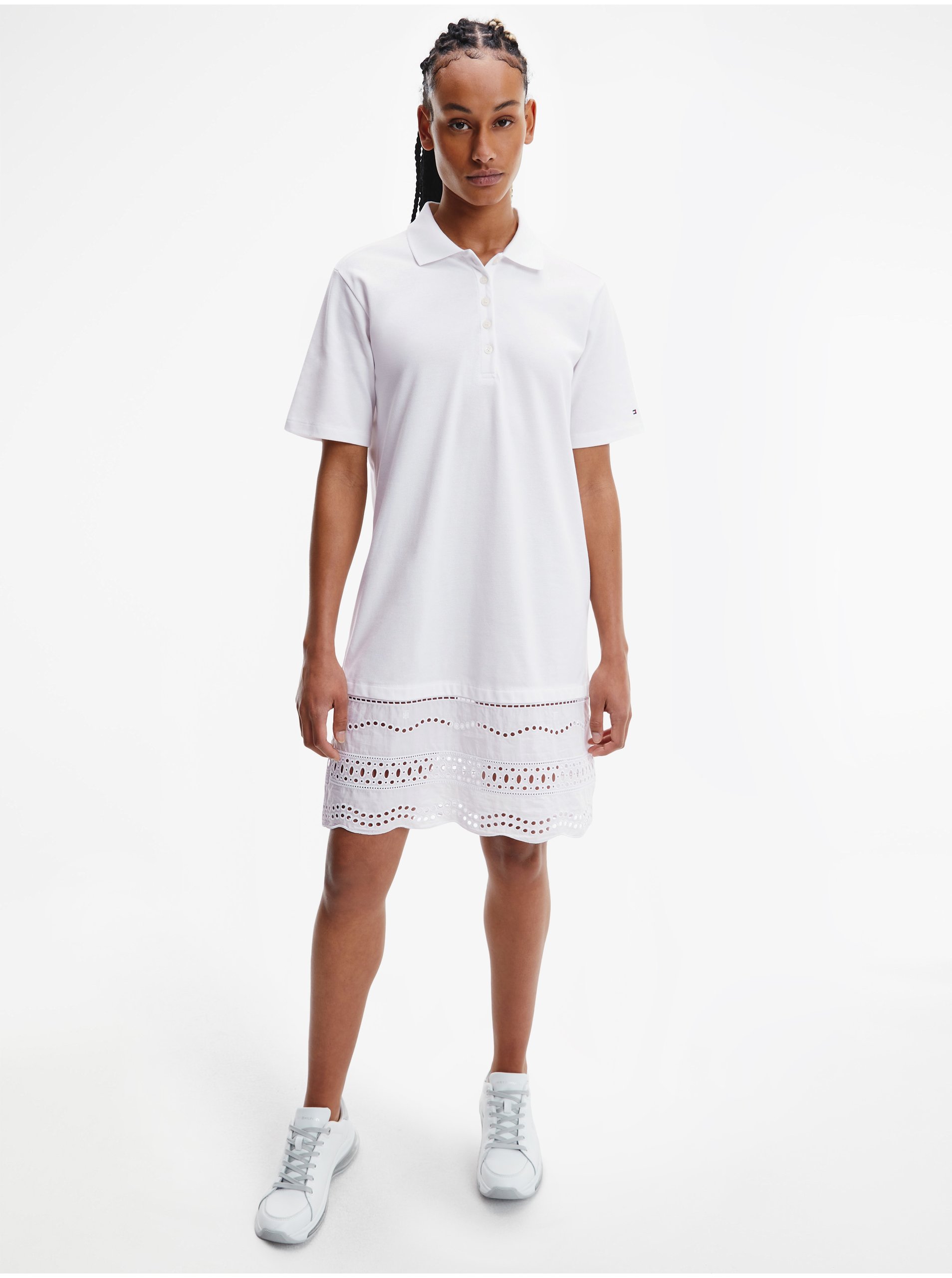 E-shop Bílé dámské šaty s límečkem Tommy Hilfiger