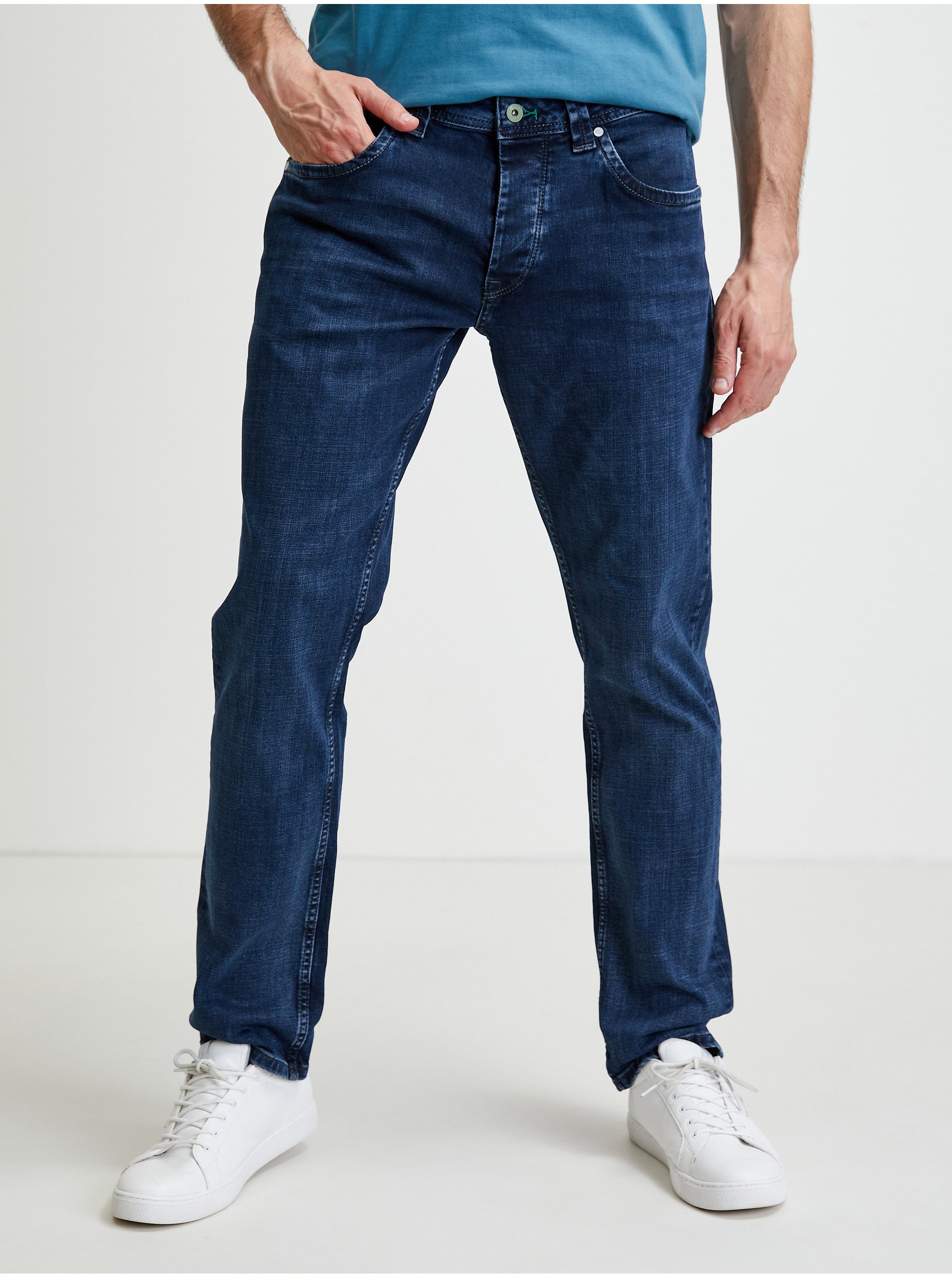 E-shop Tmavě modré pánské straight fit džíny Pepe Jeans Cash