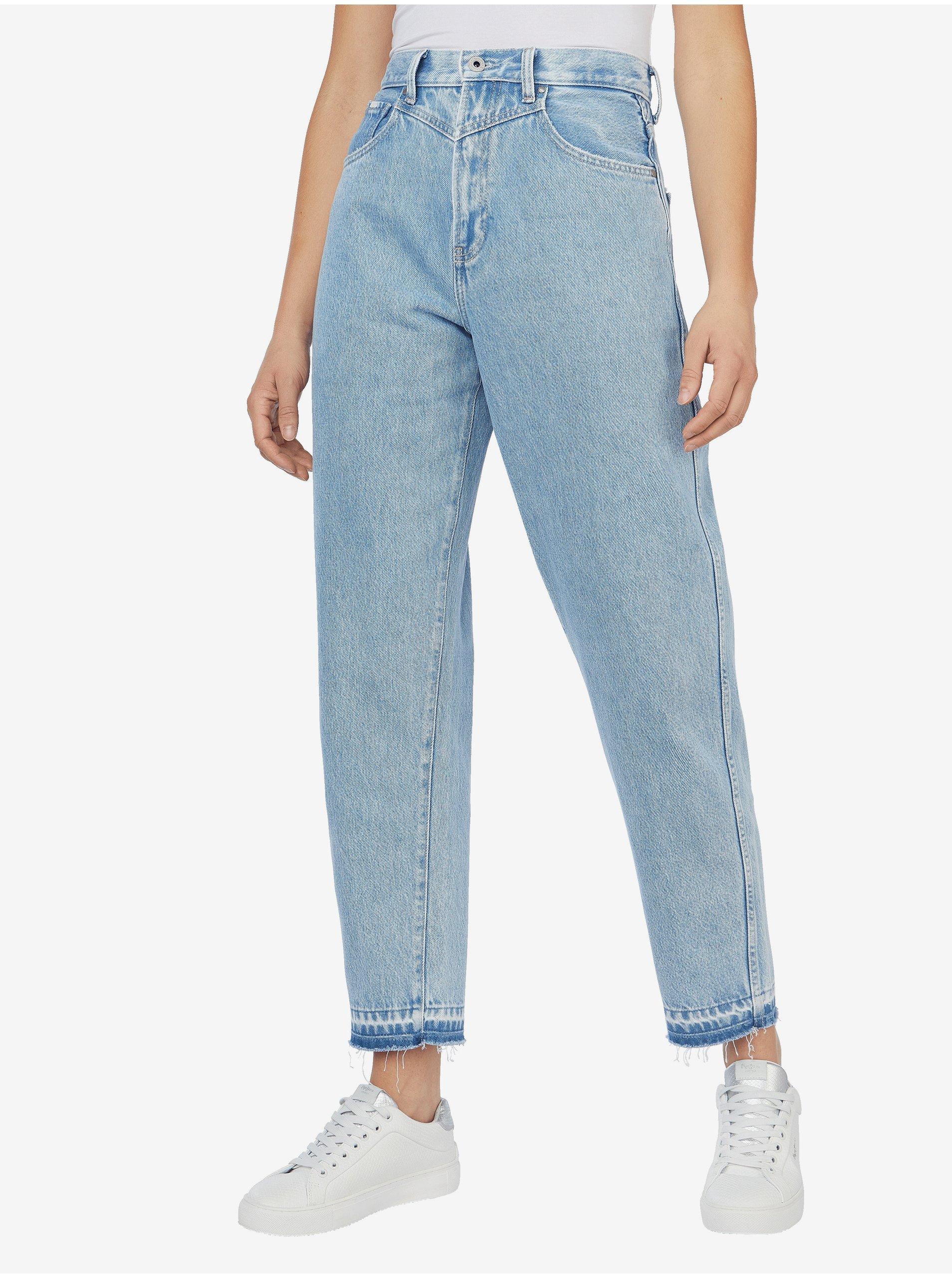 E-shop Světle modré dámské zkrácené mom fit džíny Pepe Jeans Rachel