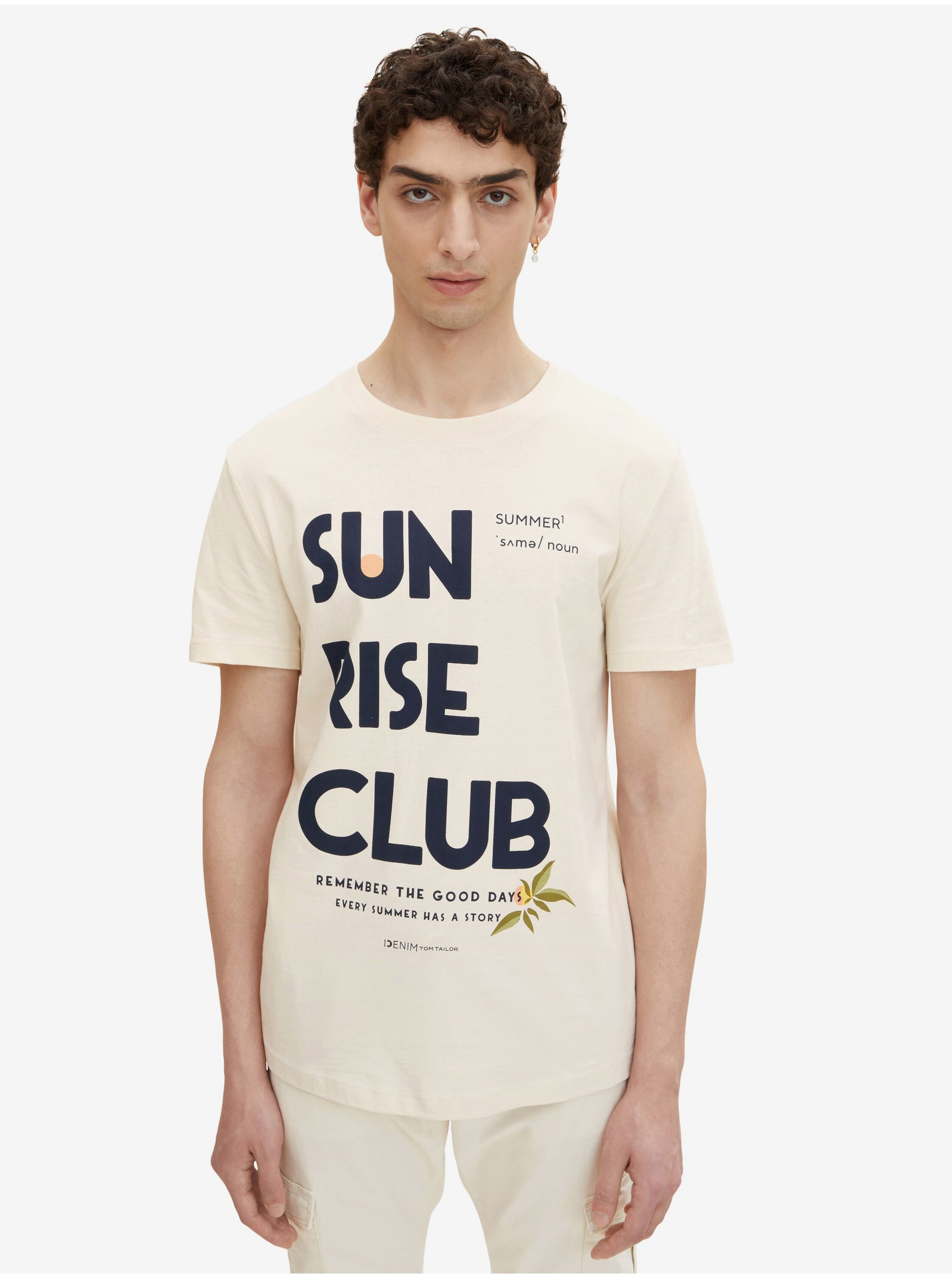 E-shop Krémové pánské tričko s potiskem Tom Tailor Denim