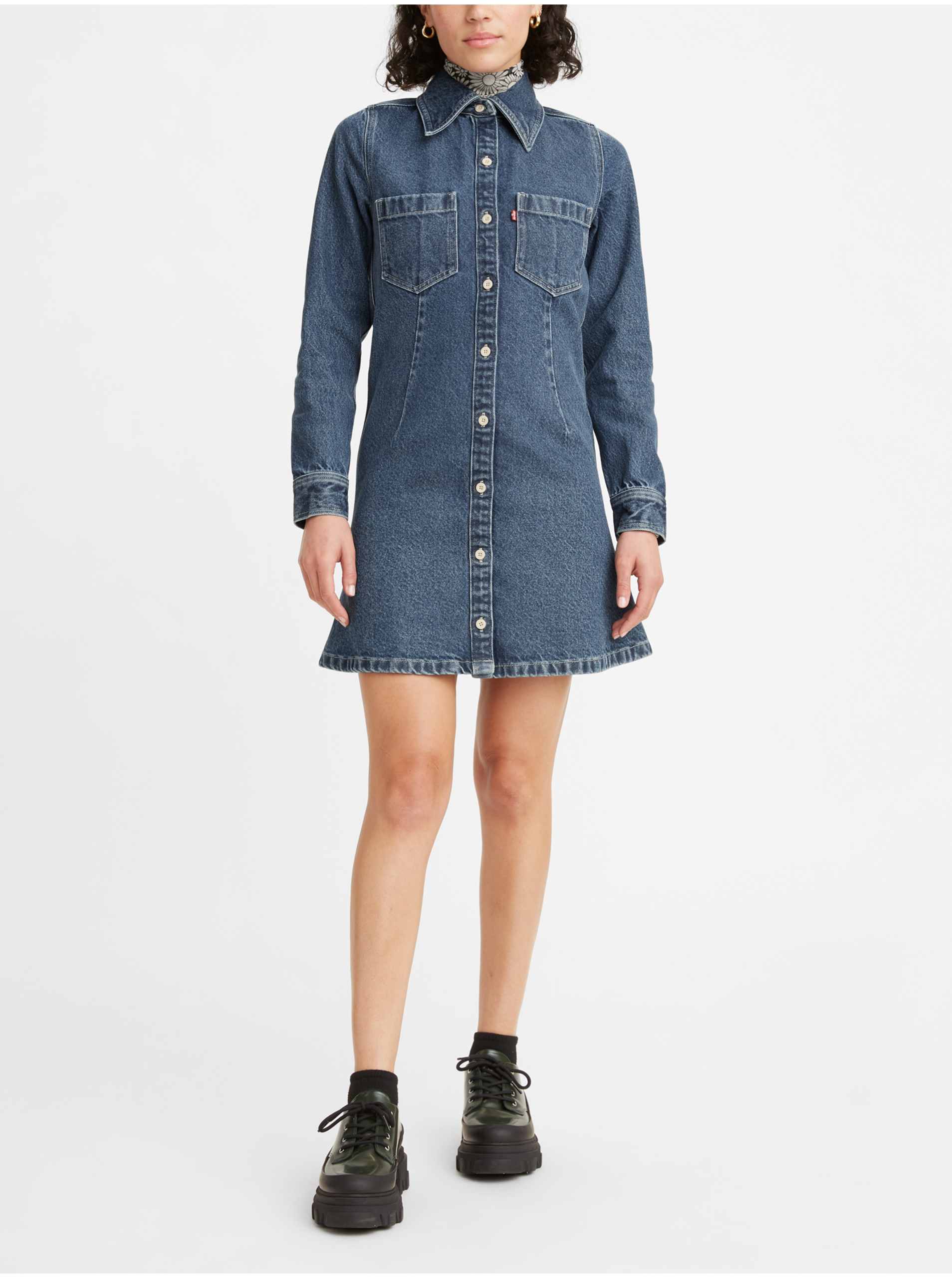E-shop Modré dámské džínové košilové krátké šaty Levi's®