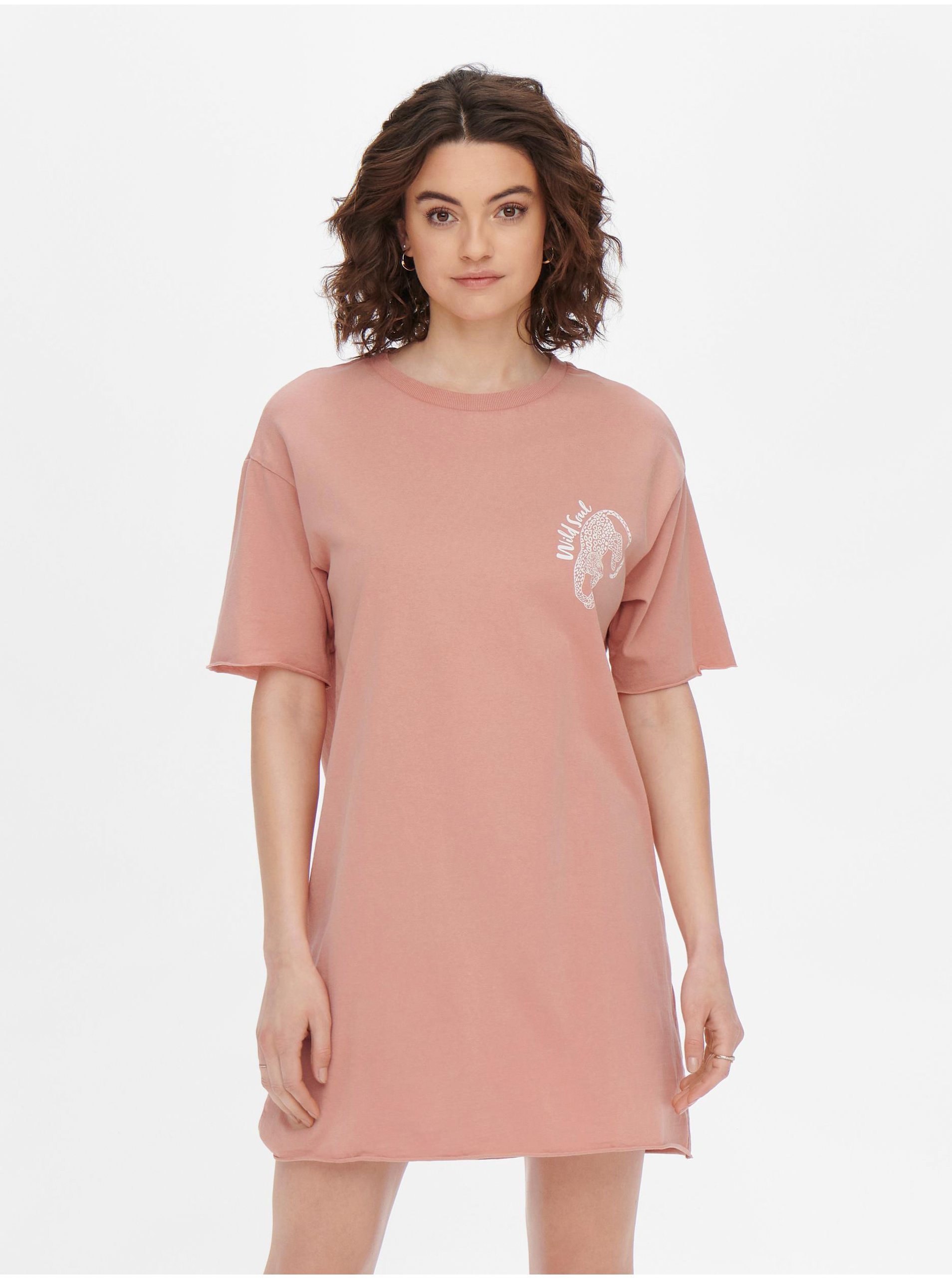 E-shop Světle růžové krátké šaty s potiskem ONLY Lucy