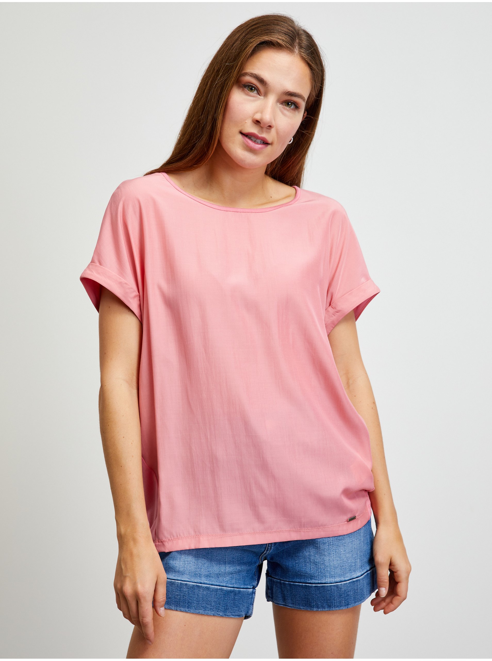 Levně Růžové basic tričko ZOOT.lab Priscilla