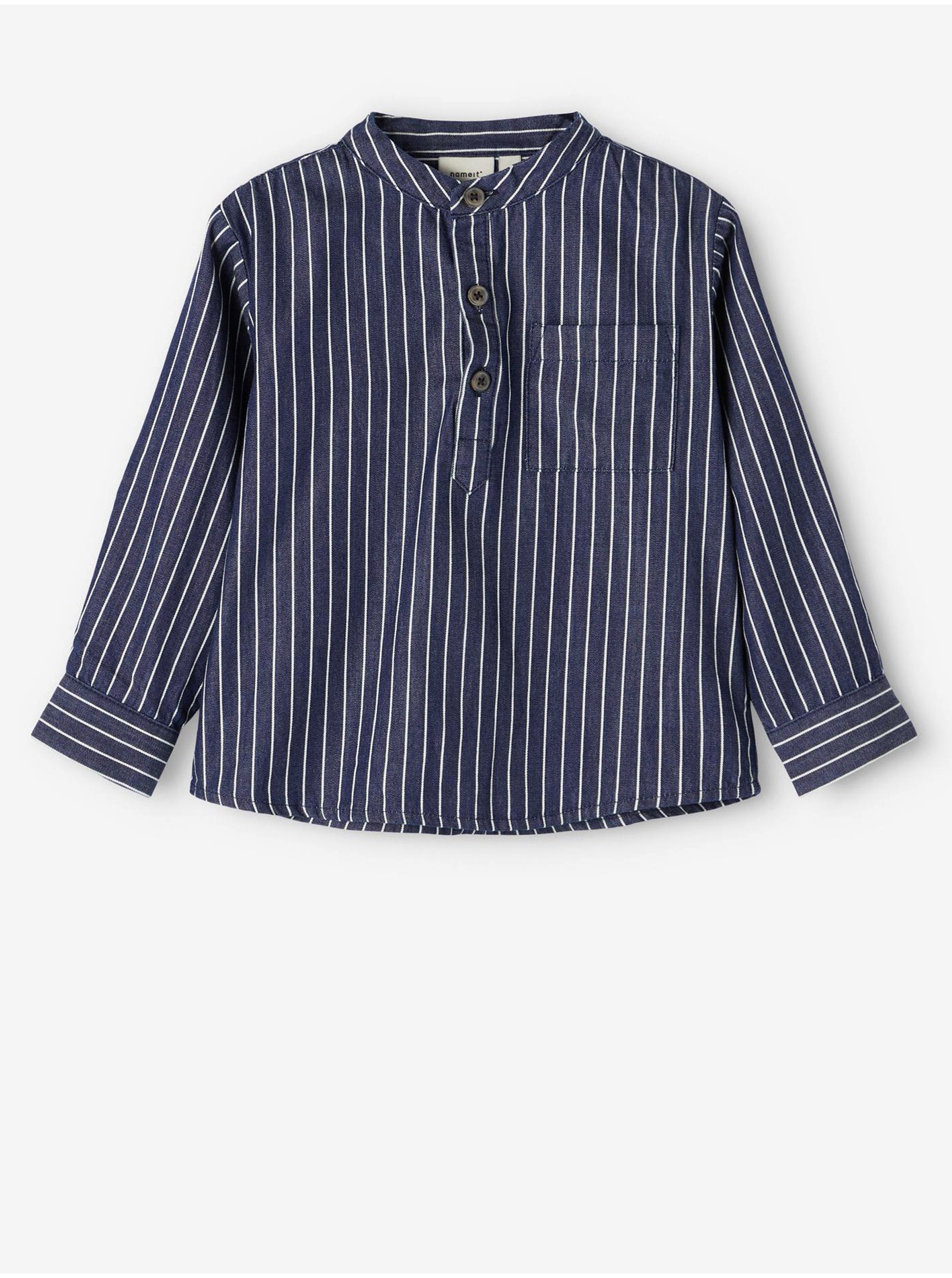 E-shop Tmavě modrá klučičí pruhovaná košile name it Stripes