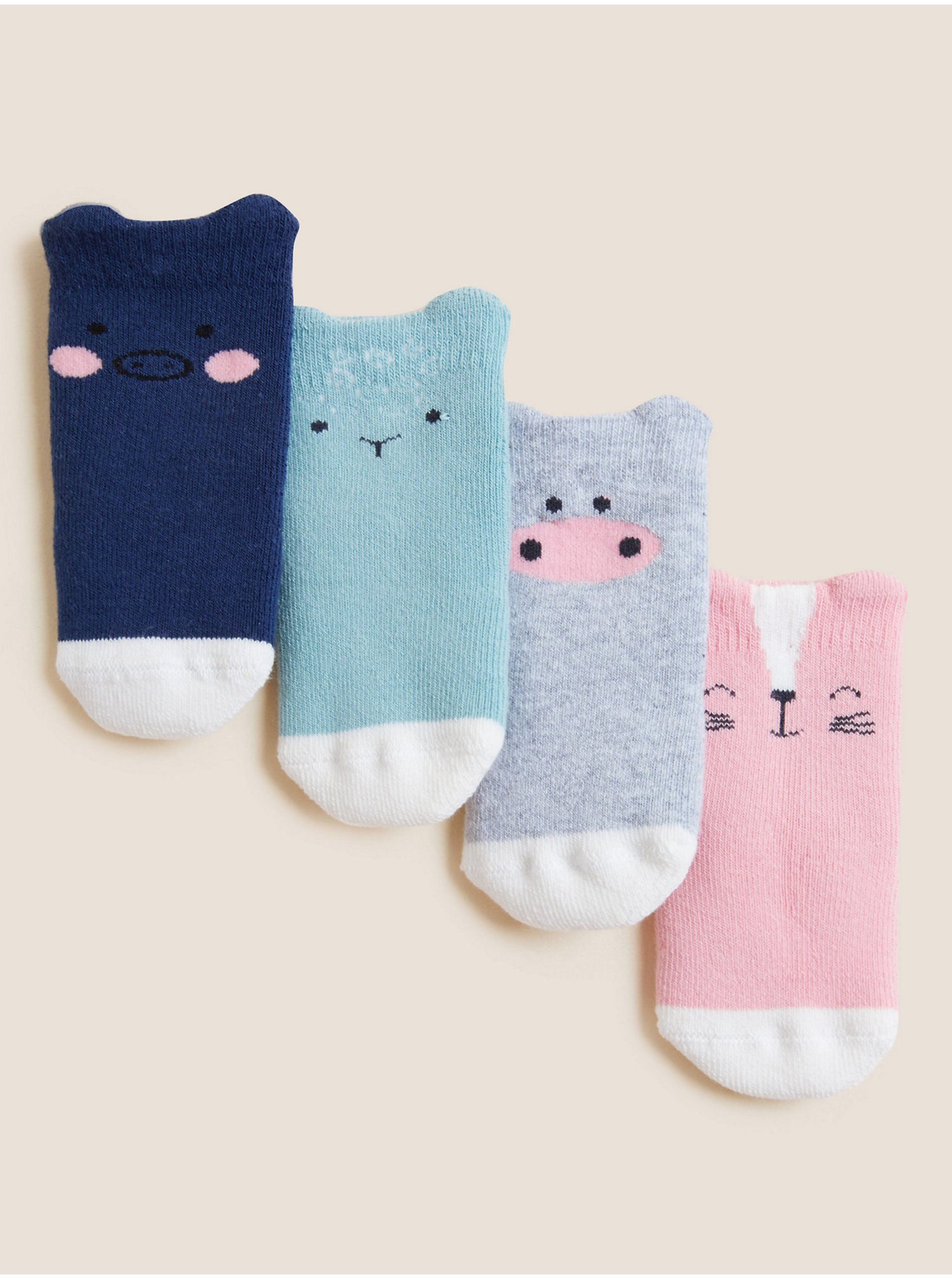 Lacno Froté ponožky pre bábätká so zvieracím motívom a vysokým podielom bavlny, 4 páry Marks & Spencer viacfarebná