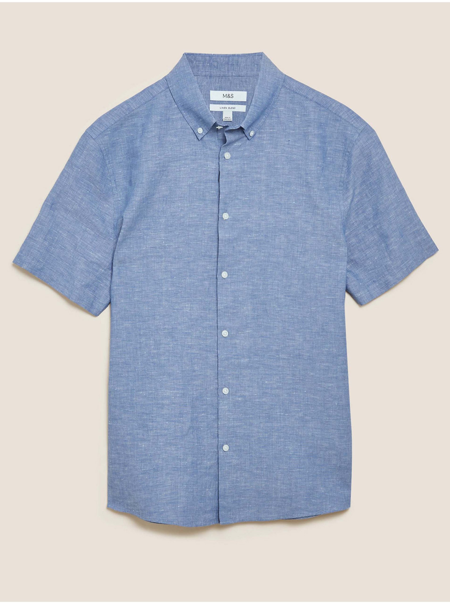 E-shop Košile s vysokým podílem lnu Marks & Spencer modrá