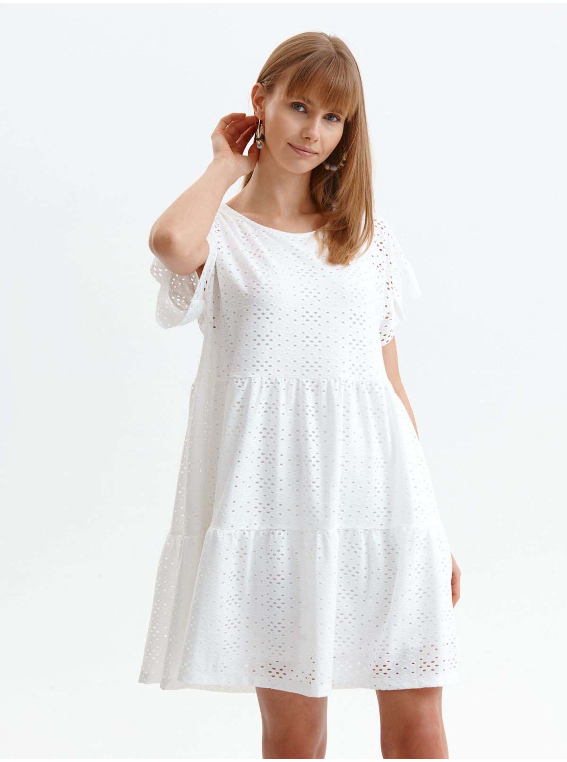 Lacno Biele dierkované krátke šaty TOP SECRET