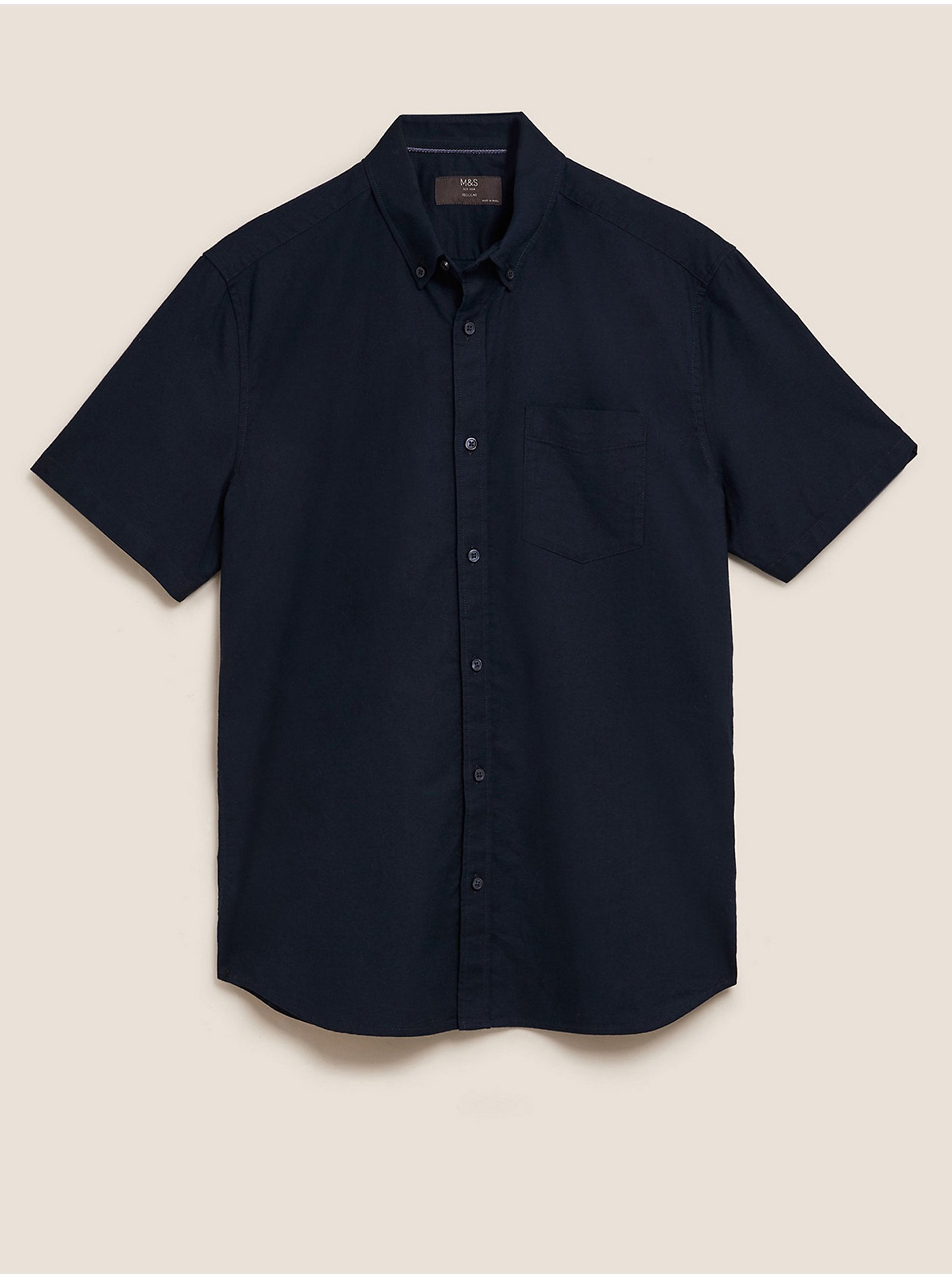 Levně Košile z látky Oxford z čisté bavlny Marks & Spencer námořnická modrá