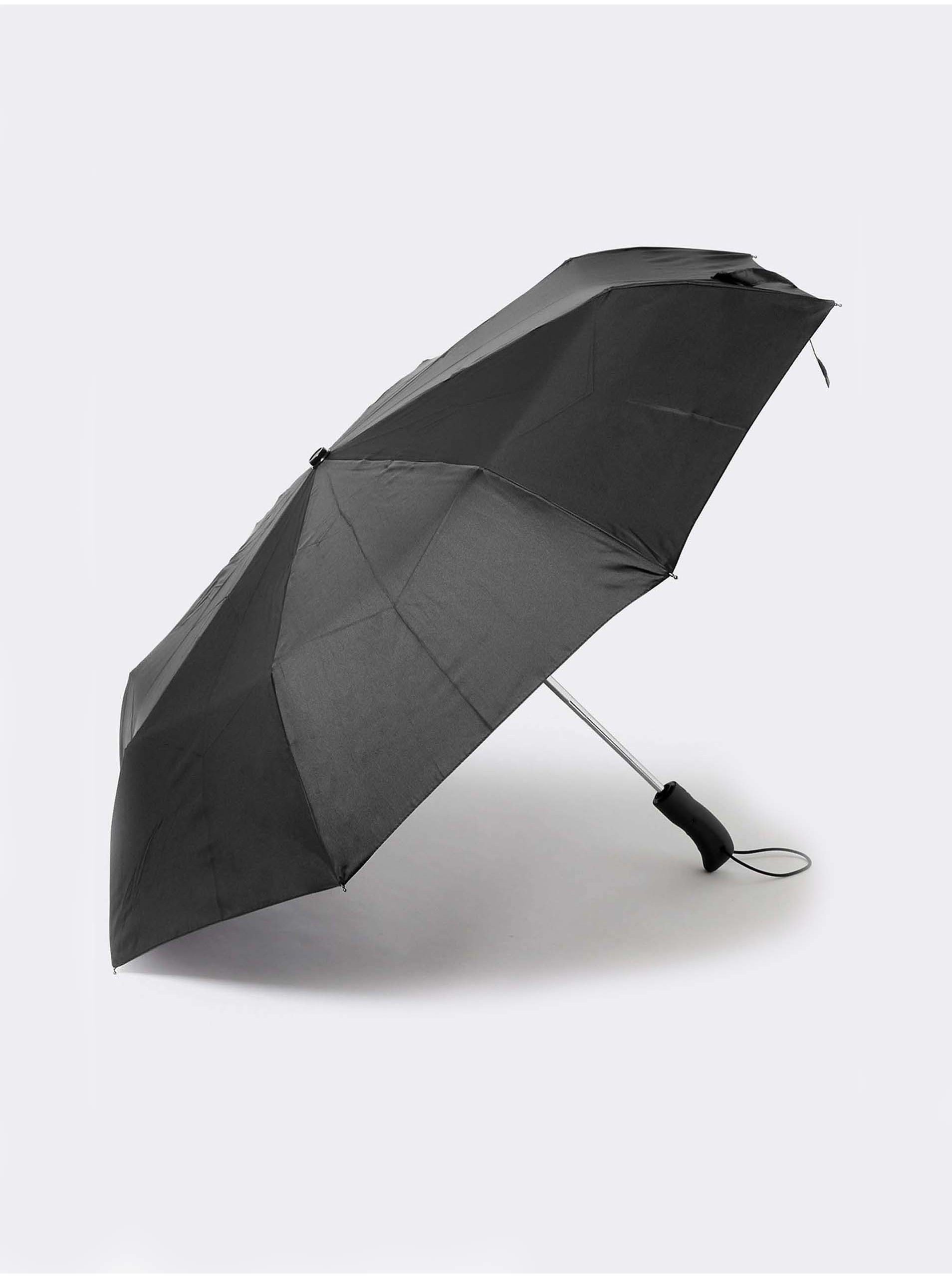 Levně Deštník z recyklovaného polyesteru s pogumovanou rukojetí a technologií Windtech™ Marks & Spencer černá