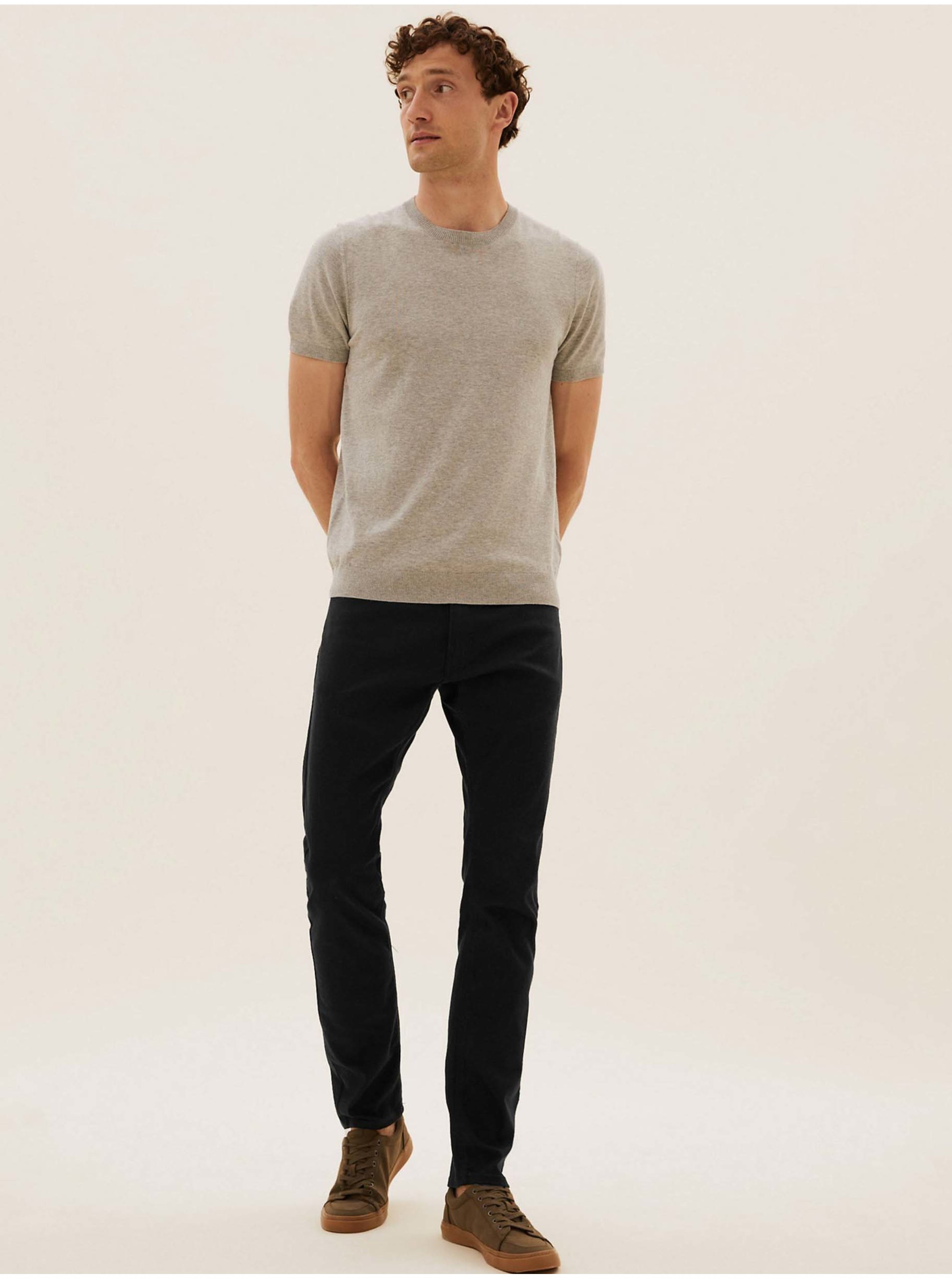Levně Superstrečové funkční džíny úzkého střihu Marks & Spencer černá