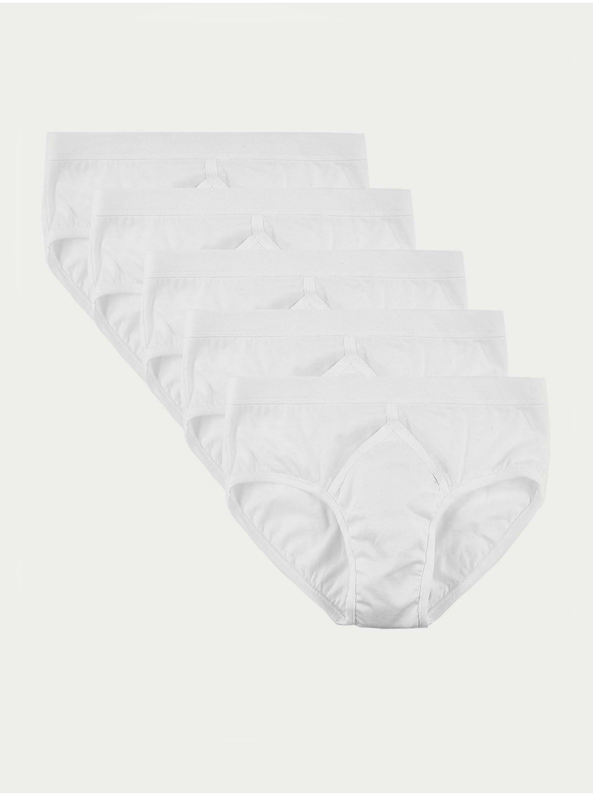 Levně Sada pěti pánských slipů v bílé barvě Marks & Spencer