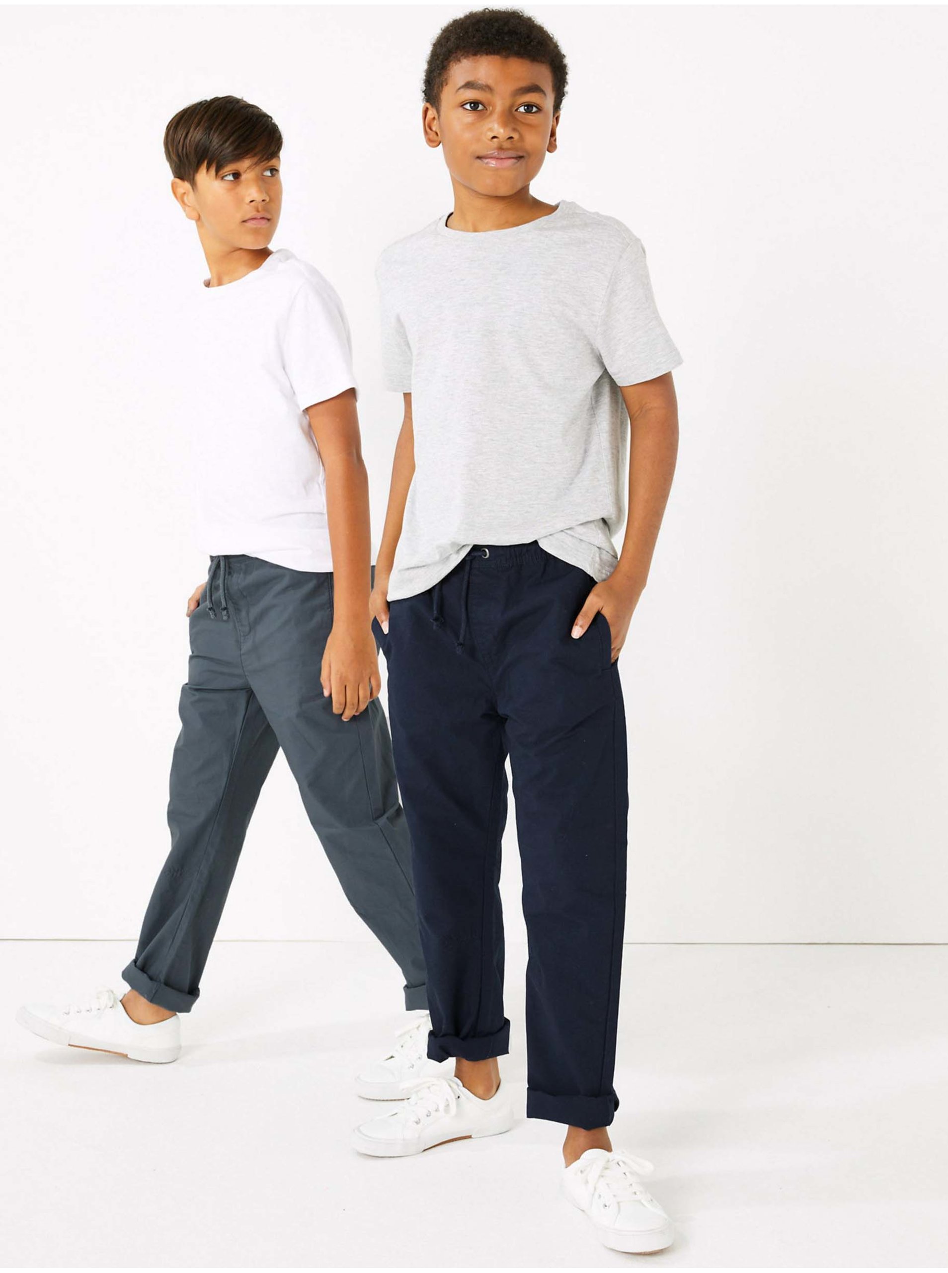 Levně Bavlněné ripstopové kalhoty, 2 ks v balení (6–16 let) Marks & Spencer vícebarevná